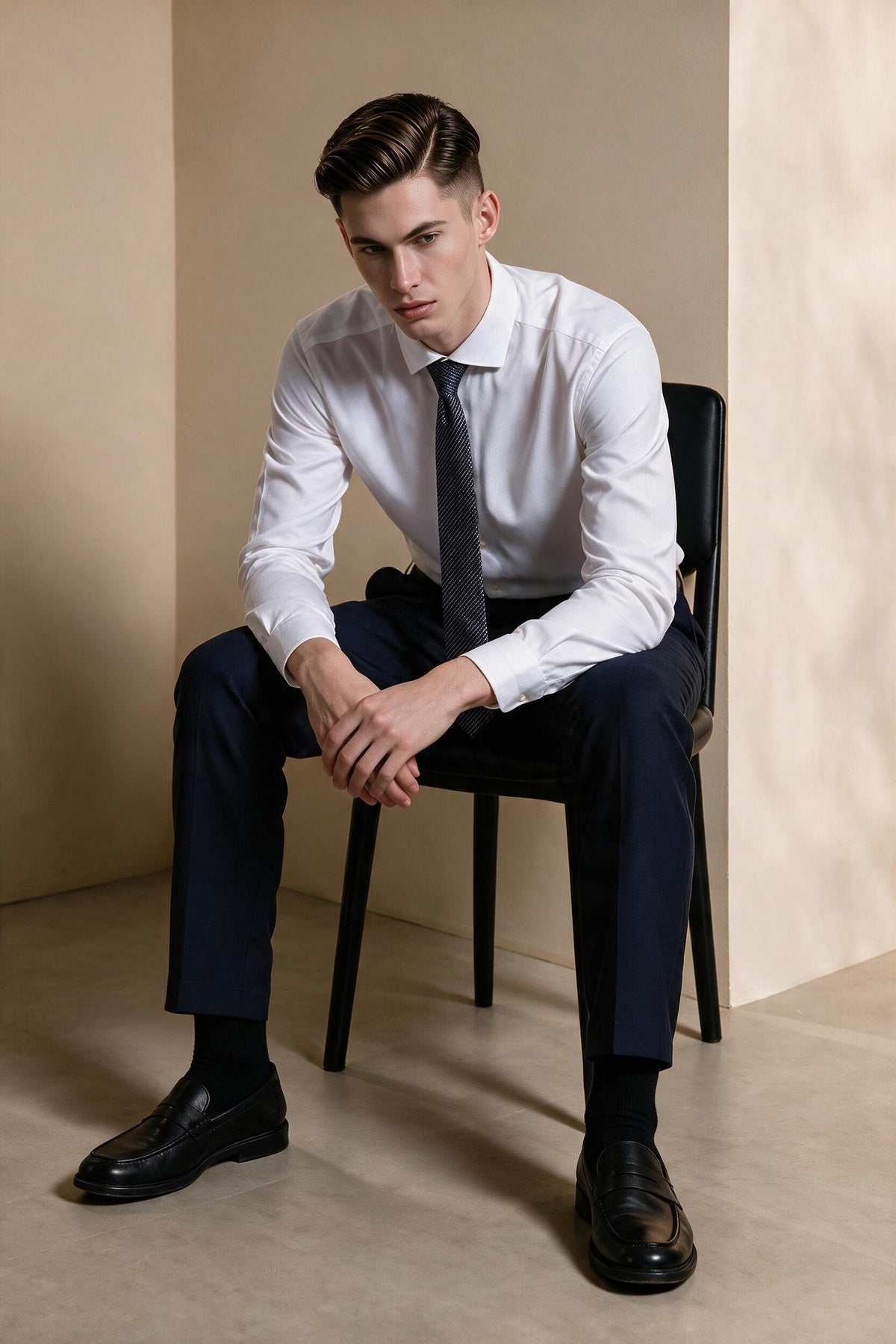 G2000 MAN-non-iron-dobby-textured-long-sleeve-dress-shirt-66121222-White