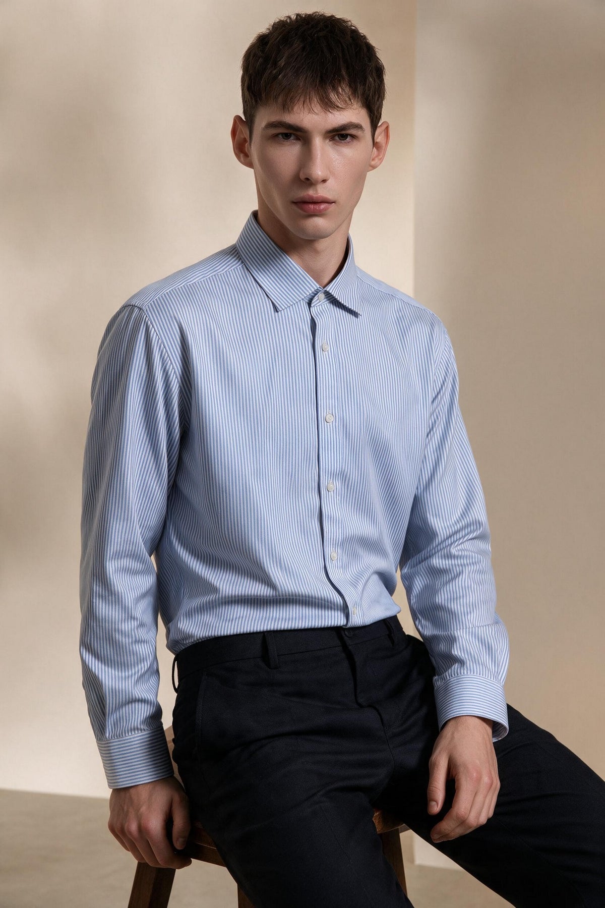 G2000 MAN-non-iron-cotton-stretch-long-sleeve-dress-shirt-66121431-Blue