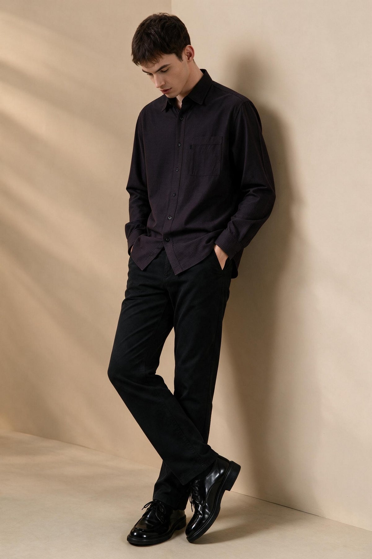 G2000 MAN-lyocell-blend-classic-collar-long-sleeve-casual-shirt-66121484-Grey
