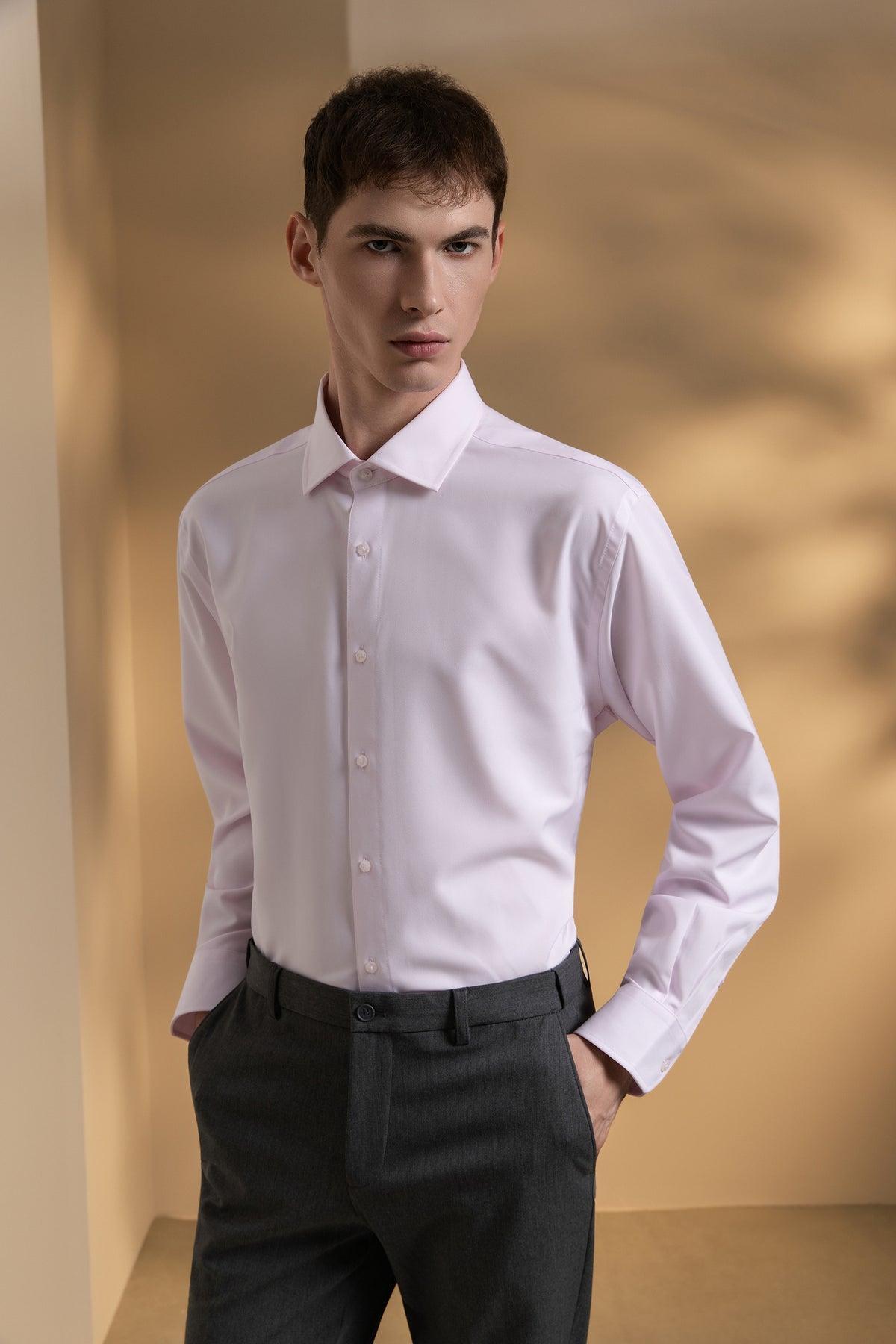 G2000 MAN-non-iron-poplin-long-sleeve-dress-shirt-66122081-Pink