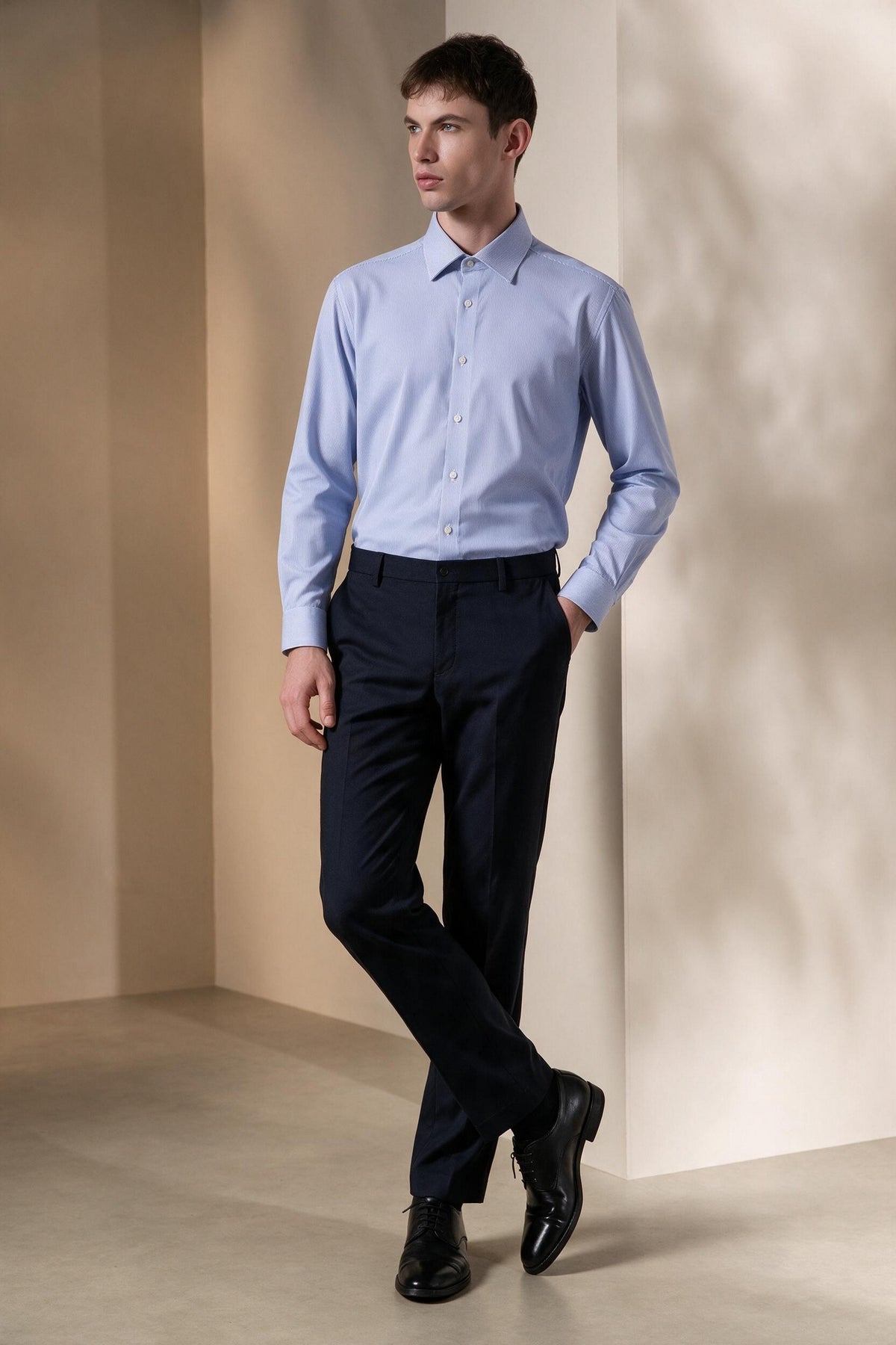 G2000 MAN-non-iron-spread-collar-long-sleeve-dress-shirt-66123122-Blue