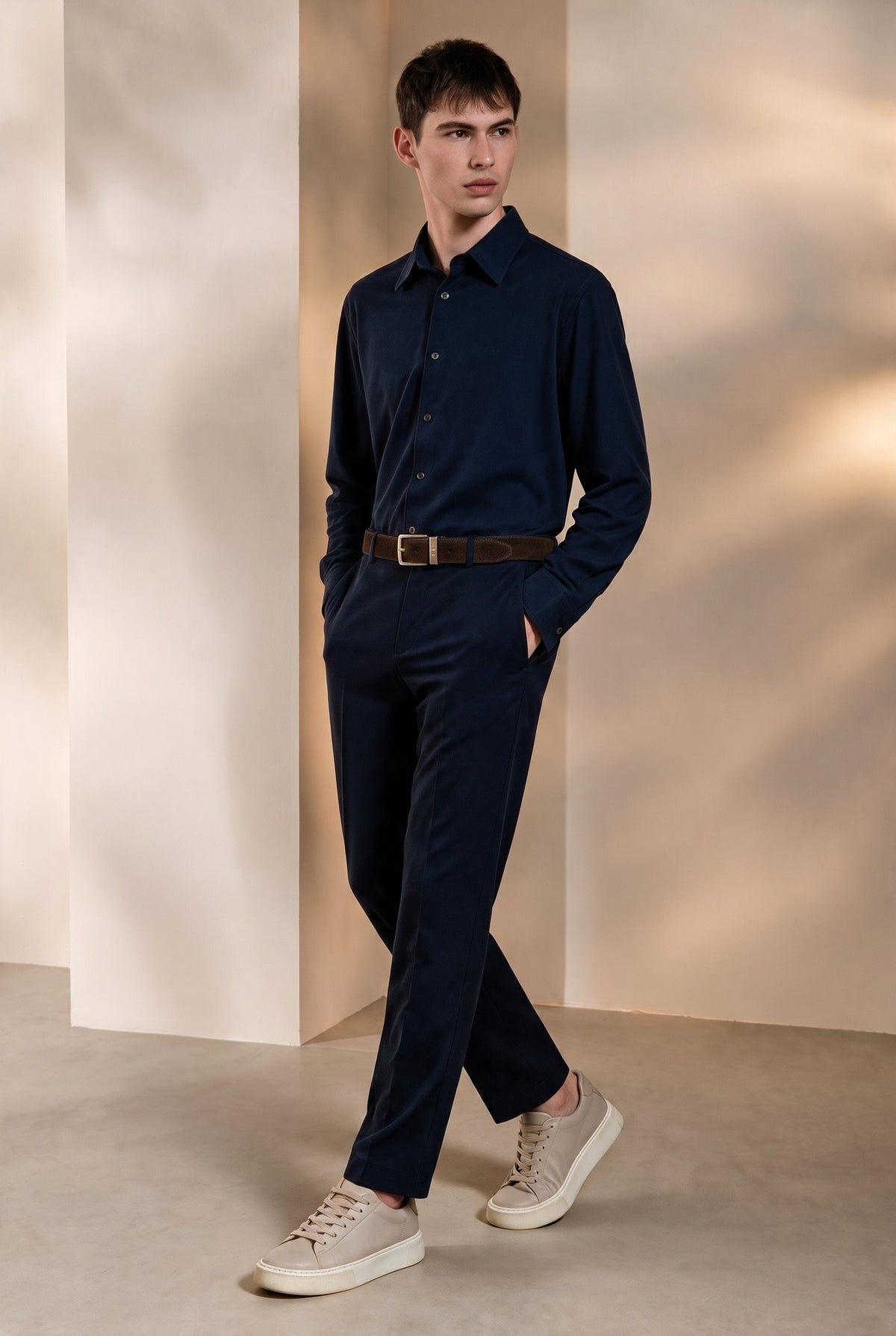 G2000 MAN-twill-classic-collar-long-sleeve-casual-shirt-66123164-Blue
