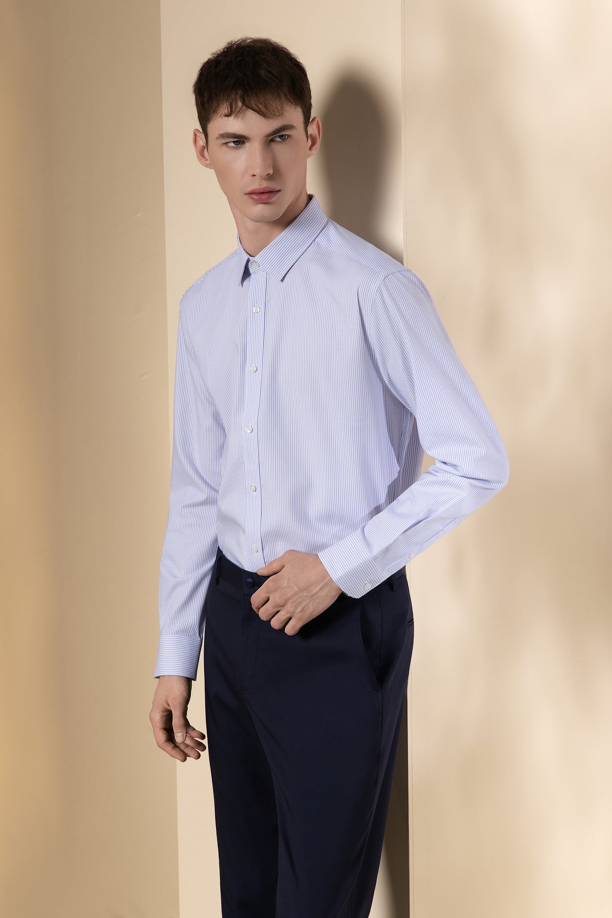 G2000 MAN-three-proof-finish-narrow-collar-long-sleeve-dress-shirt-66123672-Blue