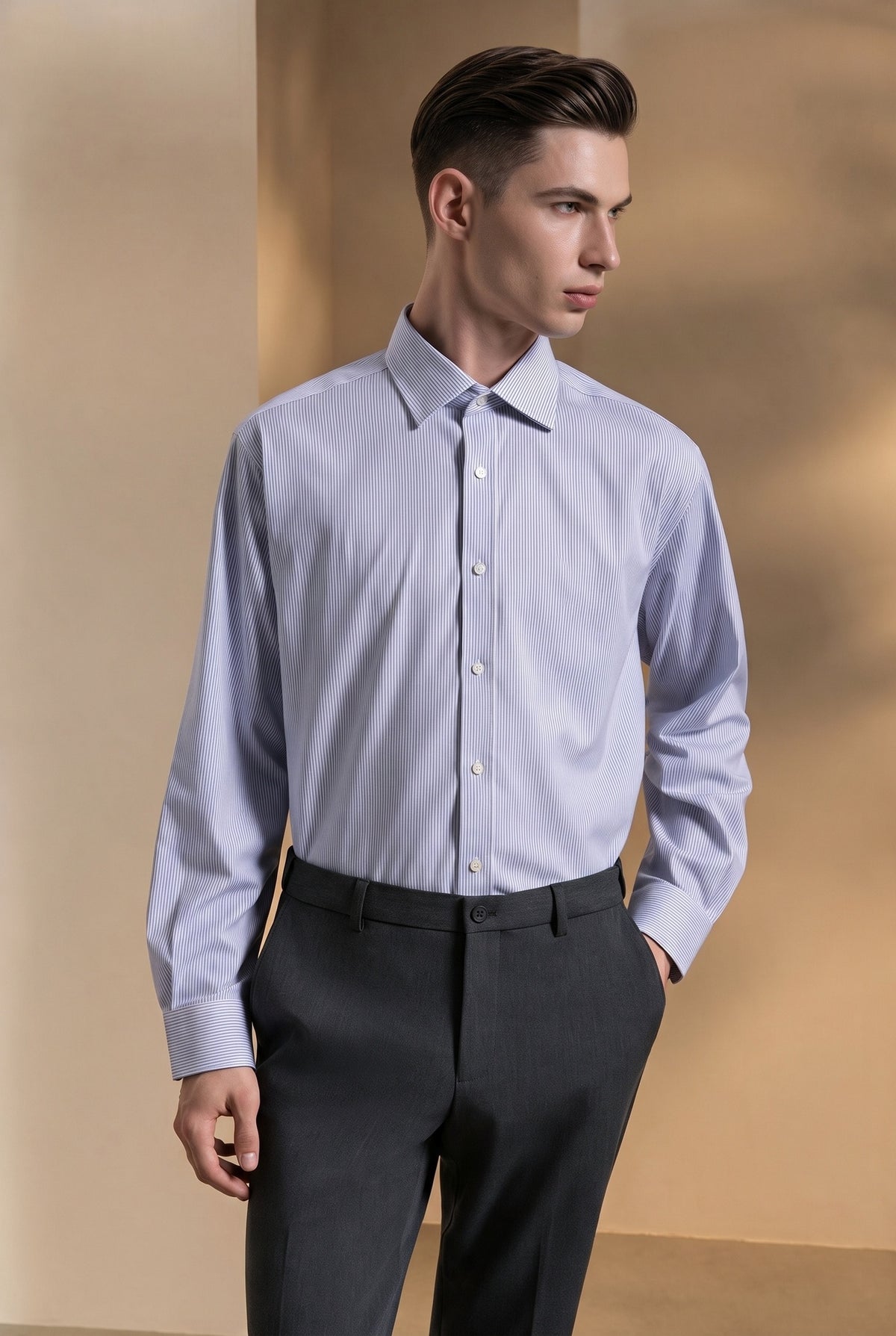 G2000 MAN-three-proof-finish-spread-collar-long-sleeve-dress-shirt-66123701-Blue
