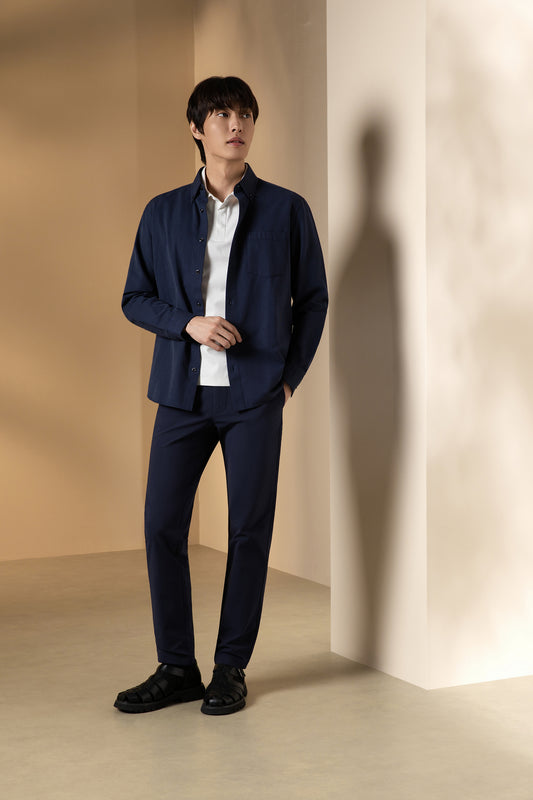 Lyocell Blend | Button Down Collar Long-Sleeve Casual Shirt