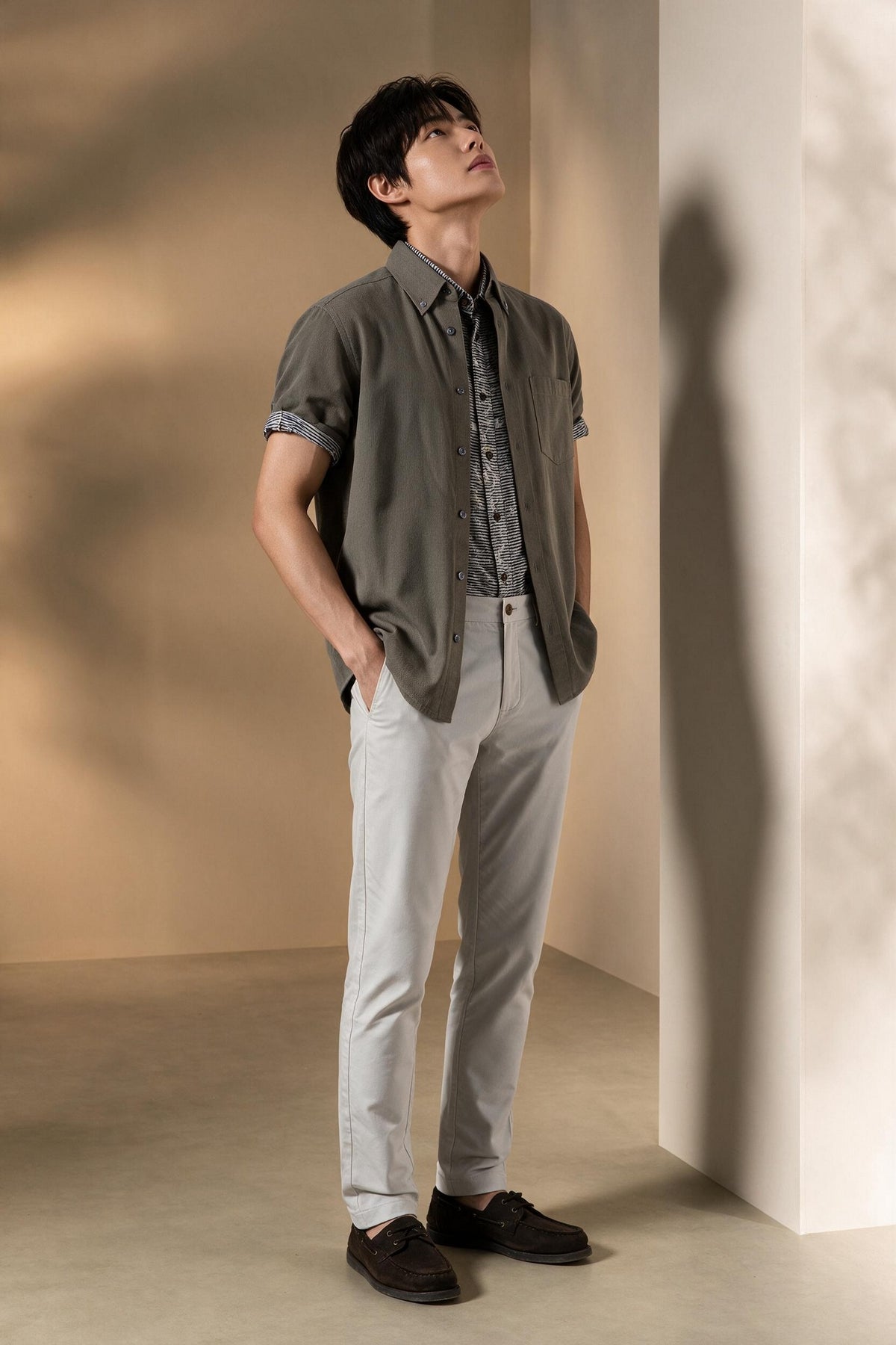 G2000 MAN-lyocell-blend-button-down-collar-short-sleeve-casual-shirt-66137188-Green