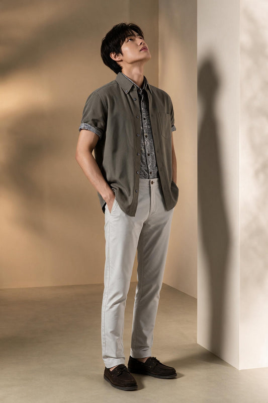 G2000 MAN-lyocell-blend-button-down-collar-short-sleeve-casual-shirt-66137188-Green