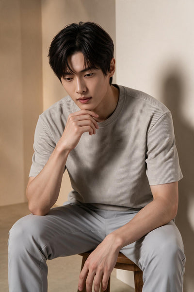 G2000 MAN-mock-neck-oversize-fit-short-sleeve-casual-t-shirt-66142226-Beige