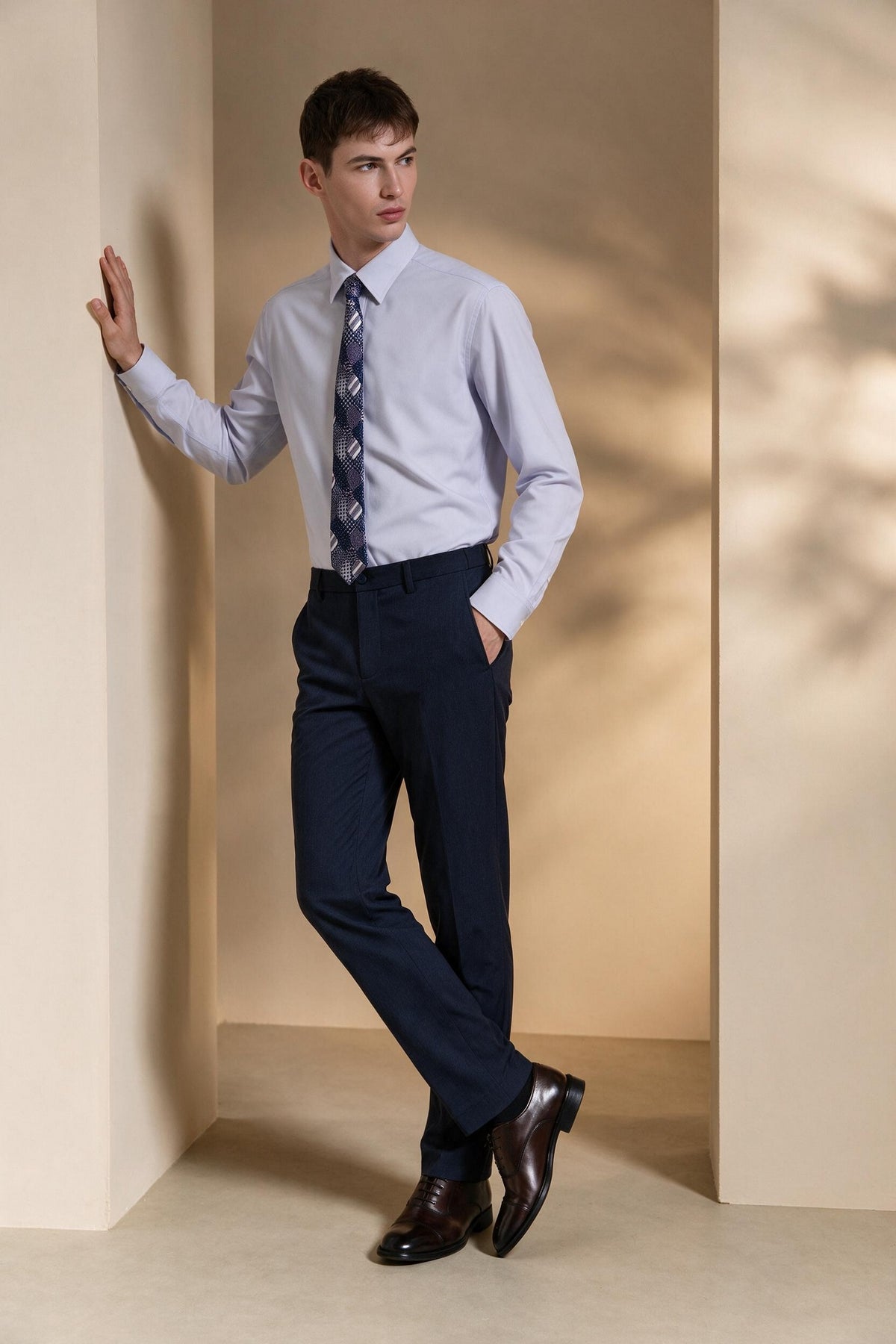 G2000 MAN-anti-bacterial-fixed-waistband-suit-pants-66153511-Blue