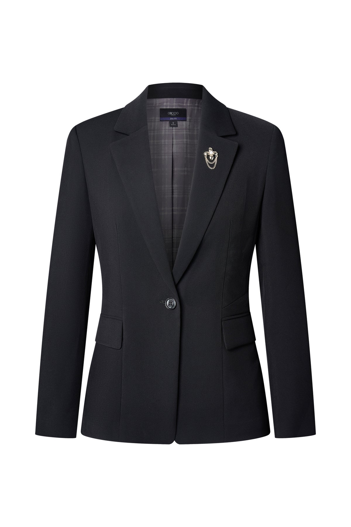 G2000 WOMAN-twill-notch-lapel-suit-blazer-(with-detachable-brooch)-66211003-Black