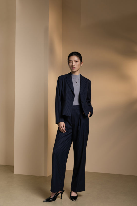 Striped | Peak Lapel Suit Blazer