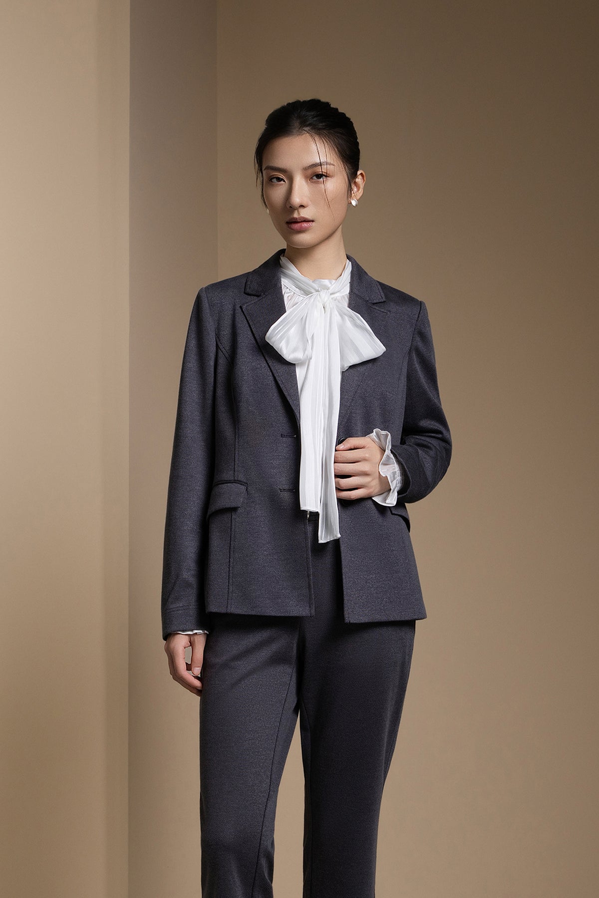 G2000 WOMAN-piqué-notch-lapel-blazer-66212603-Grey