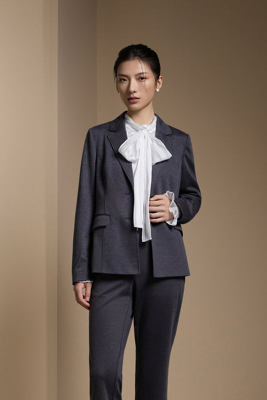 G2000 WOMAN-piqué-notch-lapel-blazer-66212603-Grey