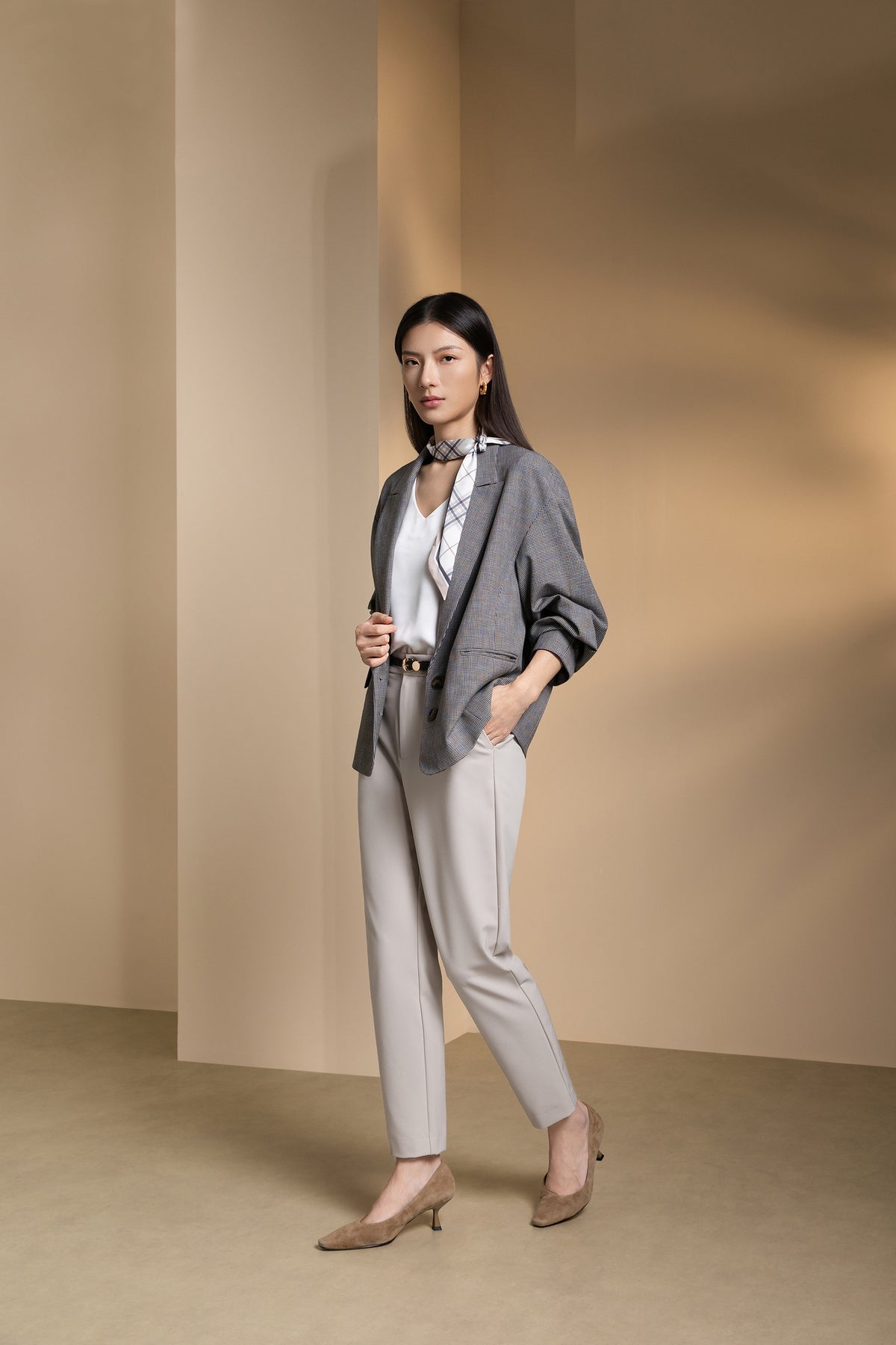 G2000 WOMAN-houndstooth-notch-lapel-blazer-66212650-Black
