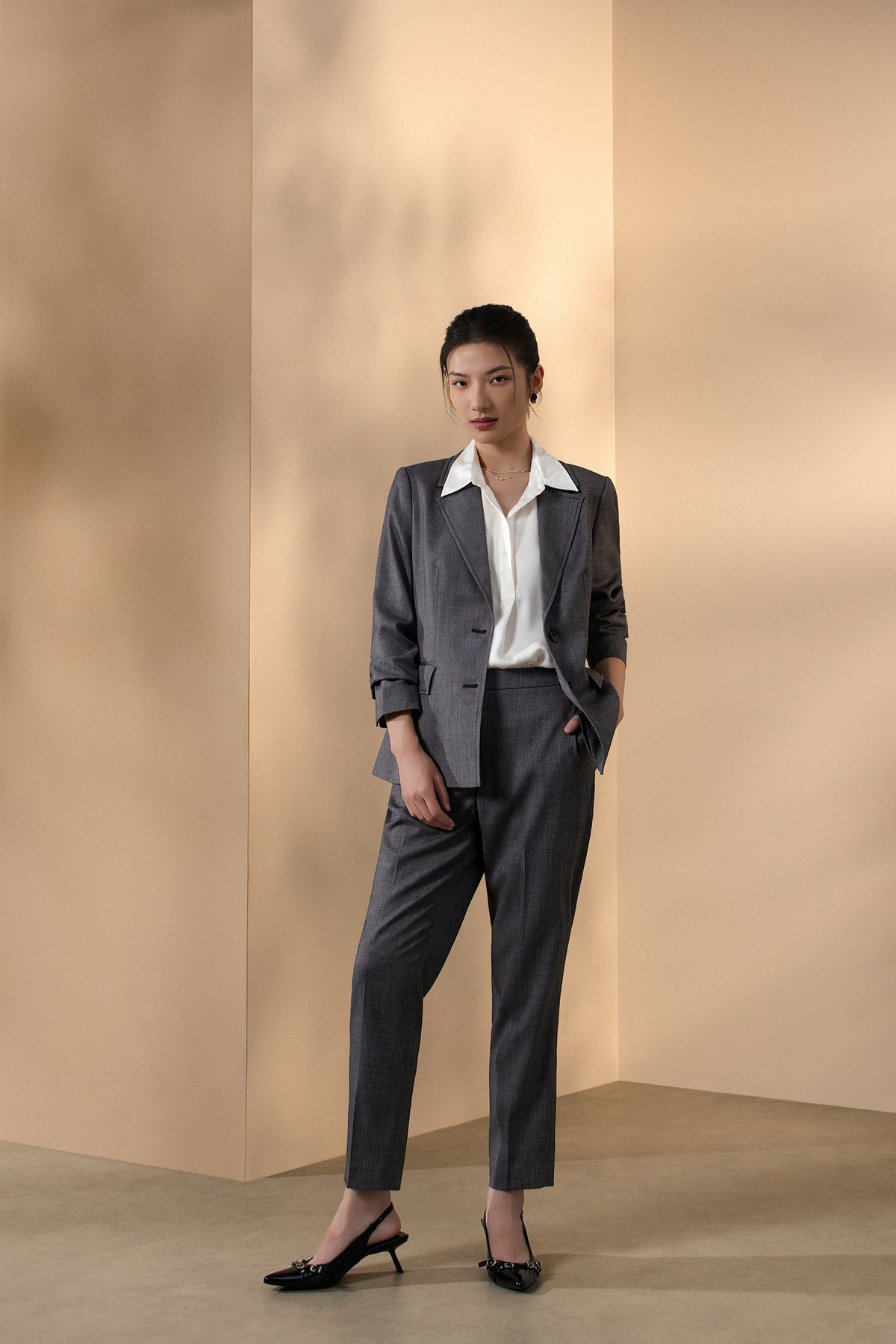 G2000 WOMAN-twill-notch-lapel-suit-blazer-66215060-Grey