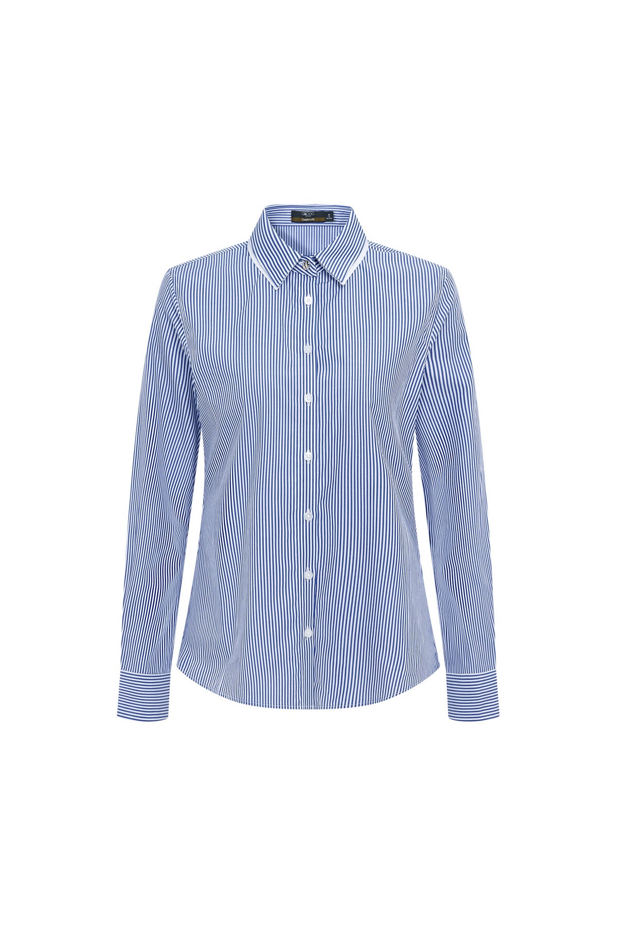 G2000 WOMAN-pure-cotton-striped-long-sleeve-dress-shirt-66226100-Blue
