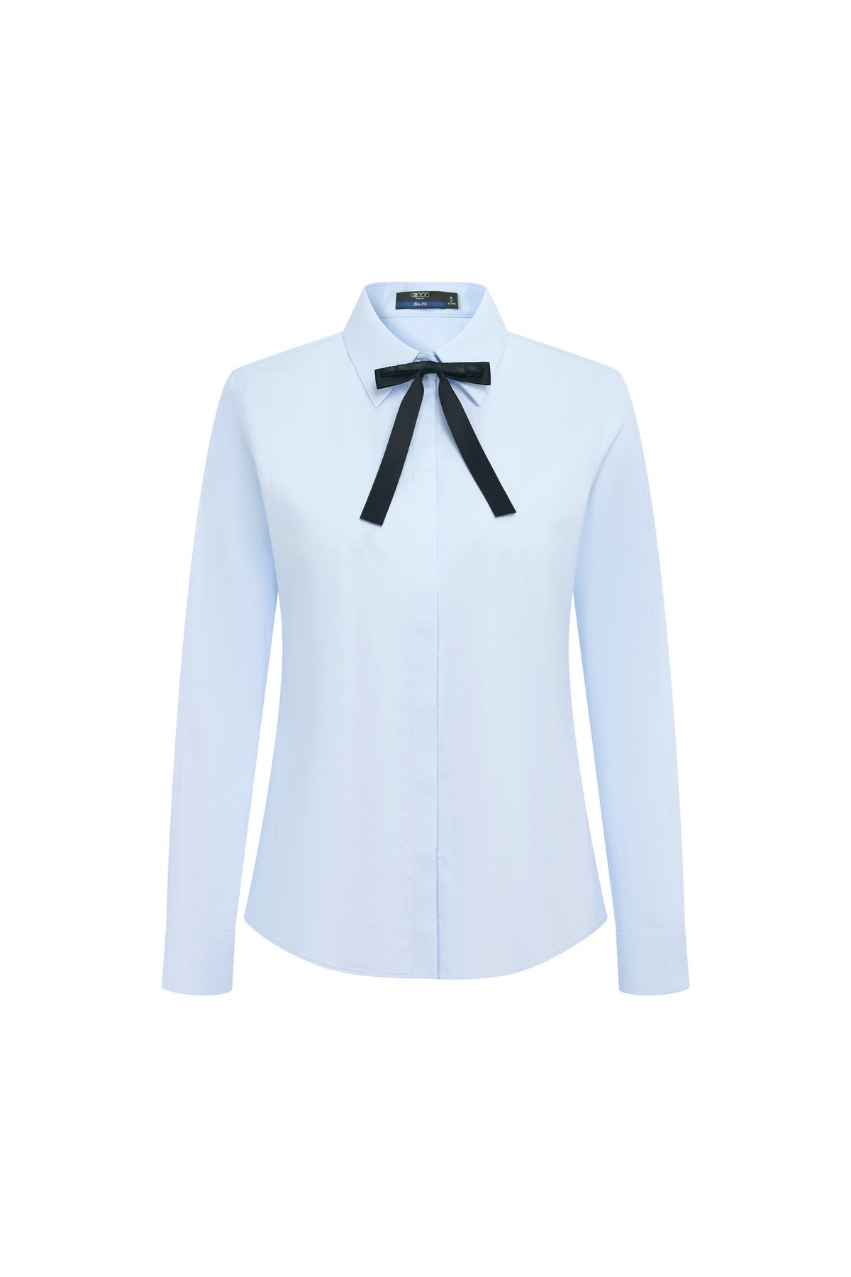 G2000 WOMAN-easy-ironing-shirt-collar-long-sleeve-dress-shirt-(with-detachable-bow-tie)-66226123-Blue