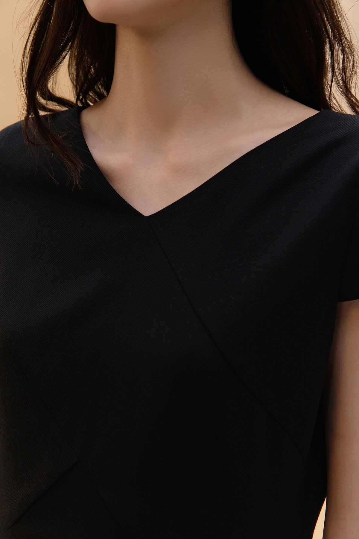 Twill | Wrap Front V-Neck Dress