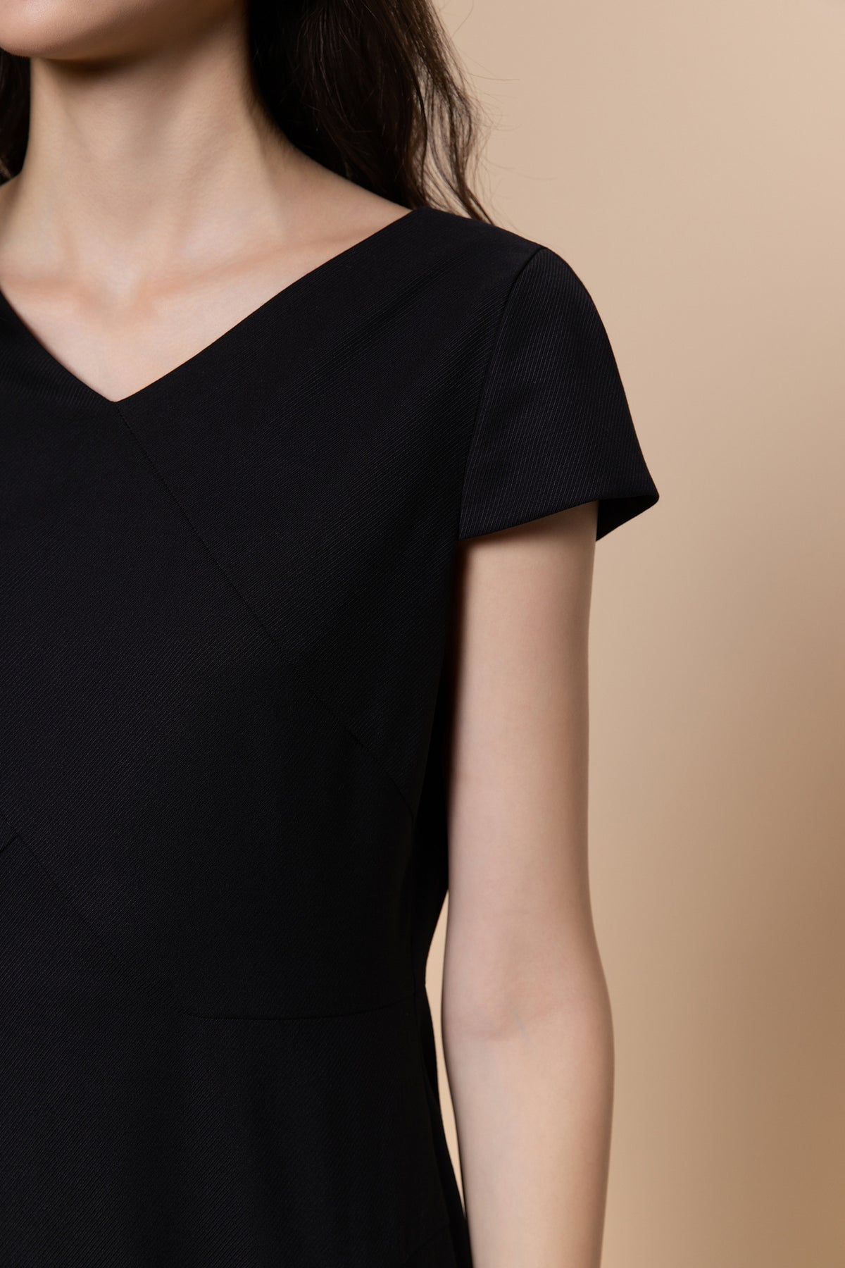 Twill | Wrap Front V-Neck Dress