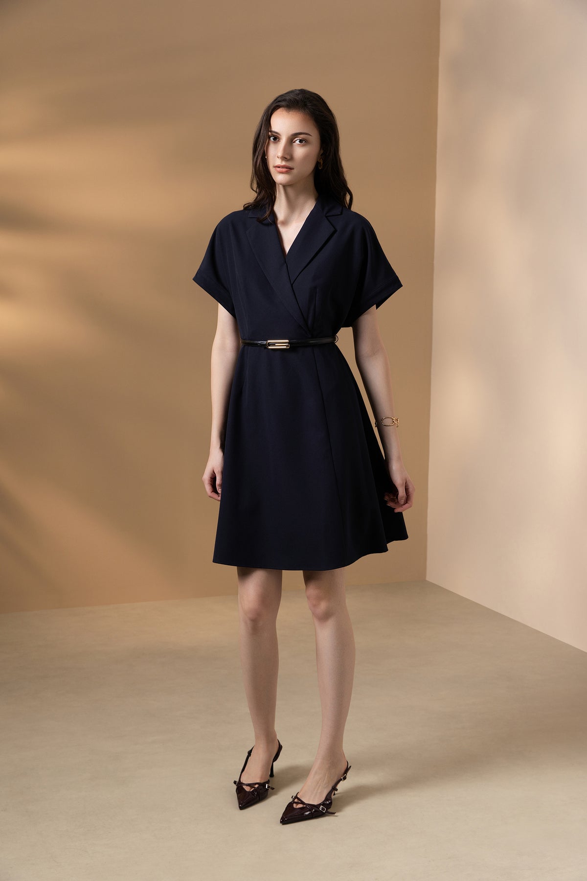 G2000 WOMAN-twill-lapel-collar-dress-(with-belt)-66232246-Blue