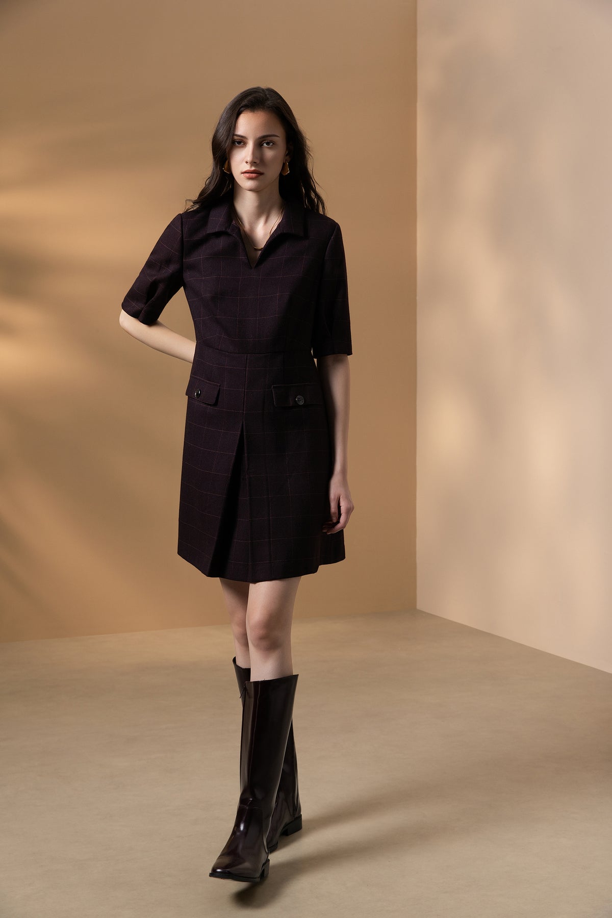 G2000 WOMAN-lapel-collar-machine-washable-dress-66232276-Red