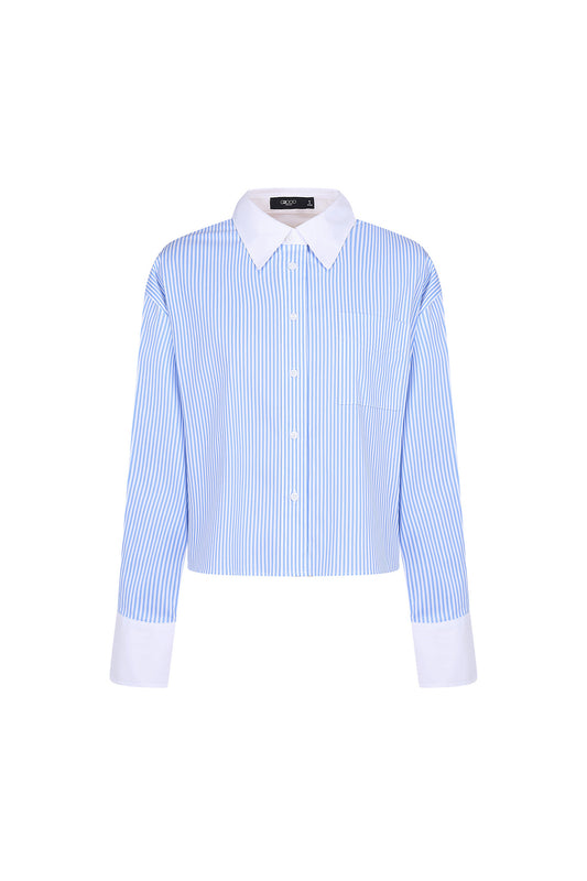 G2000 WOMAN-striped-shirt-collar-casual-shirt-66233867-Blue