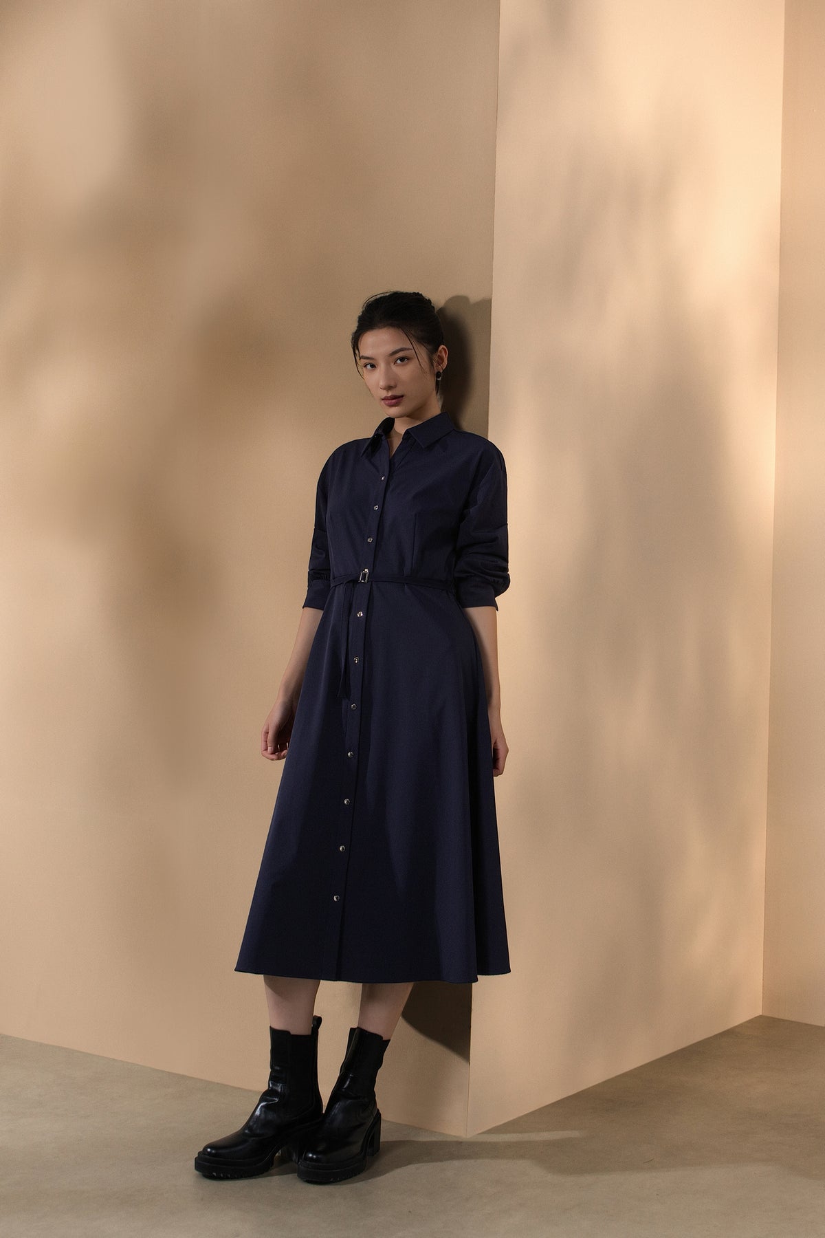 G2000 WOMAN-multi-way-stretch-plain-dress-(with-belt)-66239256-Blue