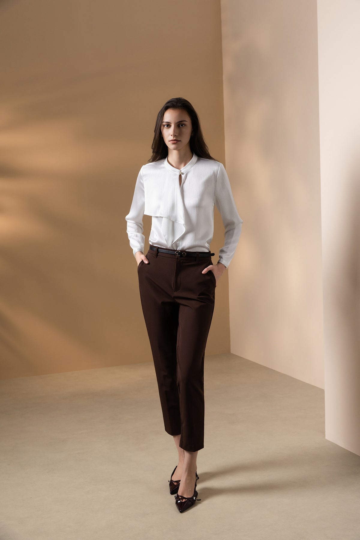 Crepe | Stand Collar Blouse
