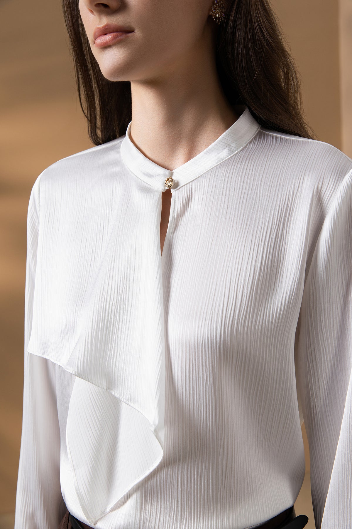 Crepe | Stand Collar Blouse