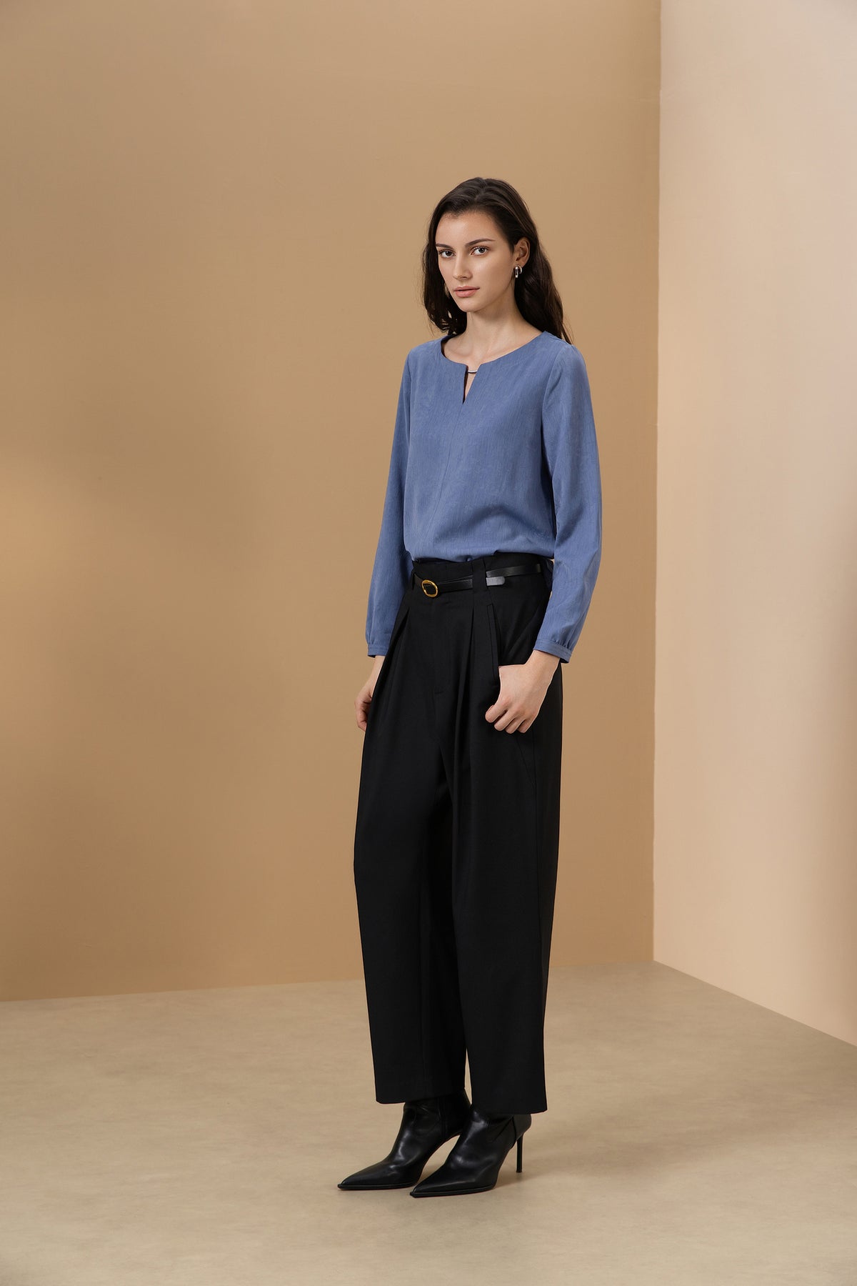 G2000 WOMAN-jacquard-round-neck-blouse-66241061-Blue