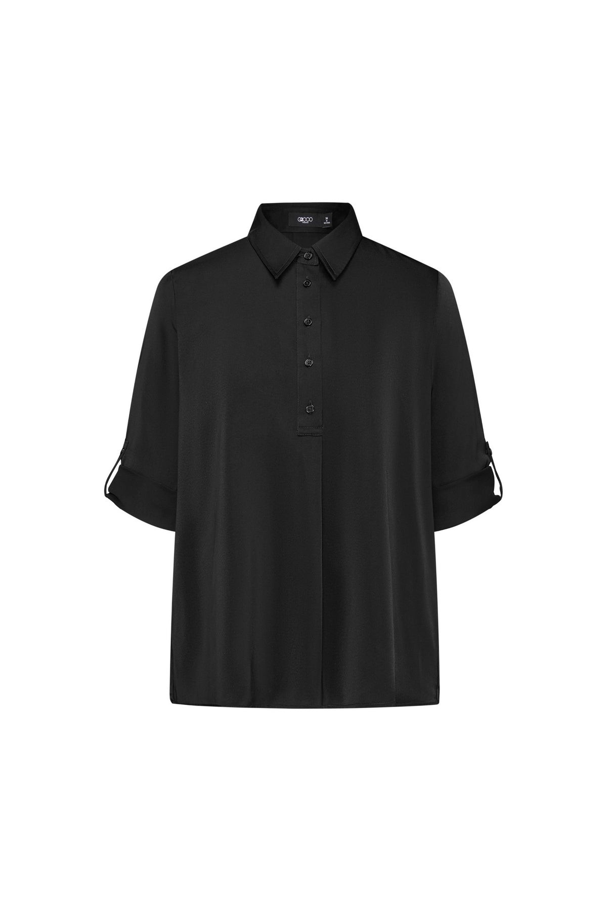 G2000 WOMAN-matte-satin-shirt-collar-blouse-66241407-Black