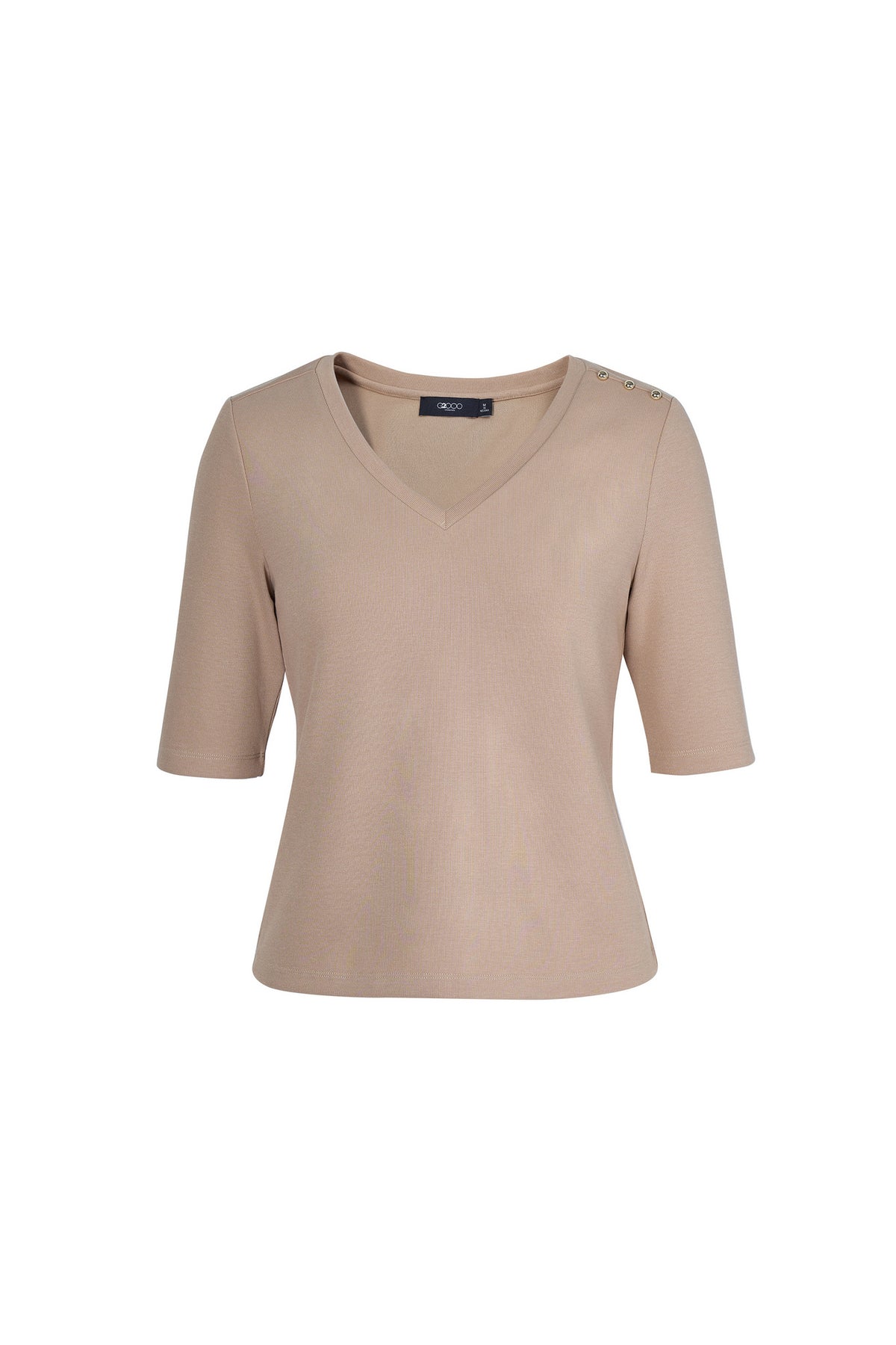 G2000 WOMAN-double-jersey-v-neck-cut-and-sew-top-66241761-Beige