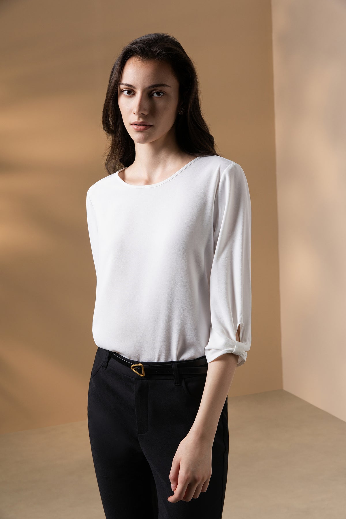 G2000 WOMAN-twill-stand-collar-blouse-66247057-White