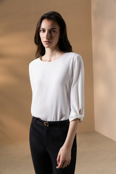 G2000 WOMAN-twill-stand-collar-blouse-66247057-White