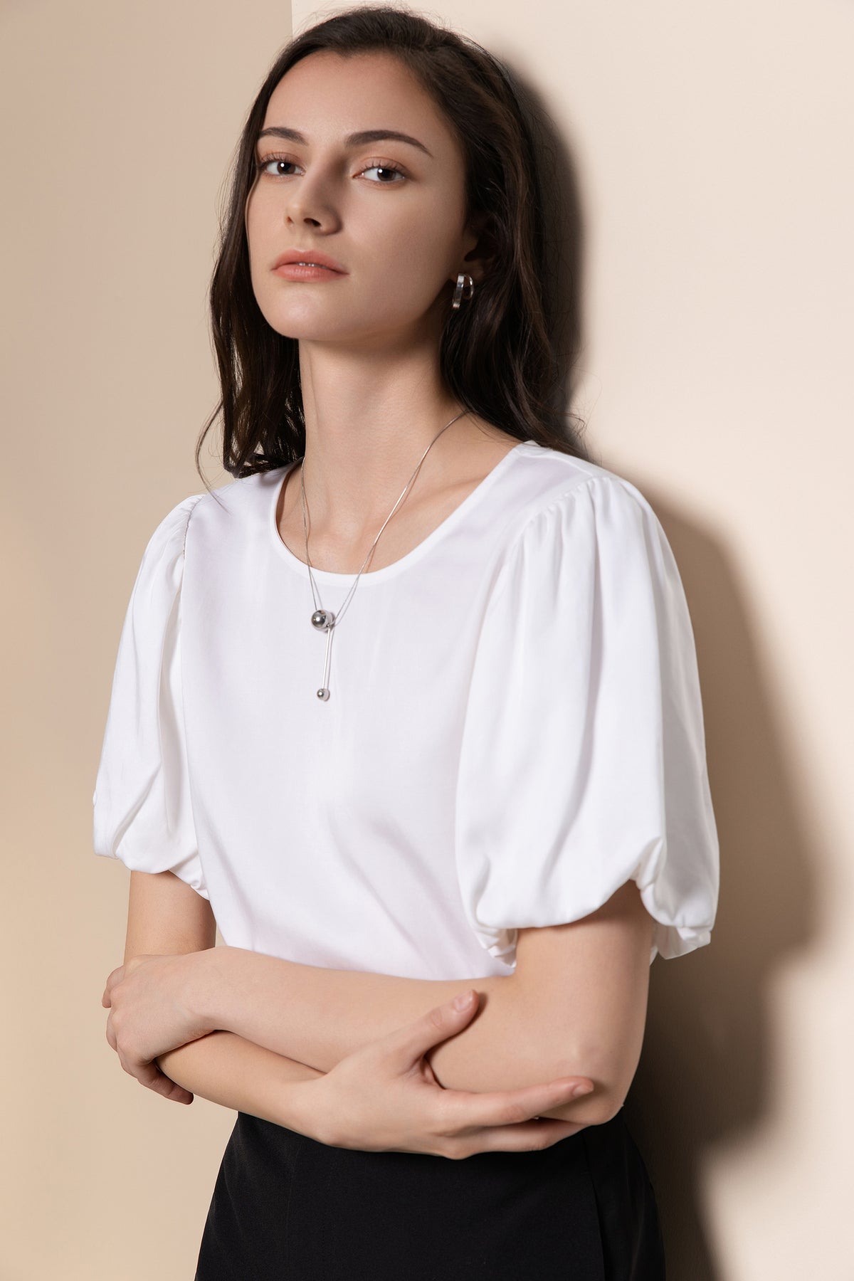G2000 WOMAN-twill-round-neck-blouse-66247471-White
