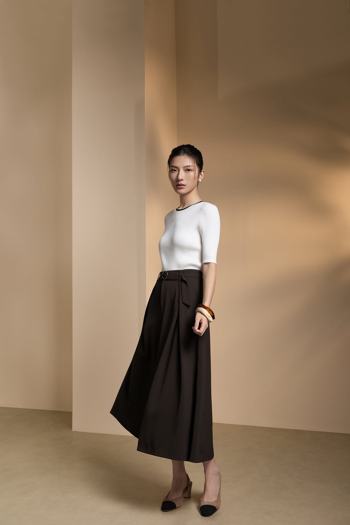 G2000 WOMAN-twill-machine-washable-casual-pants-(with-self-fabric-belt-with-square-buckle)-66261097-Green