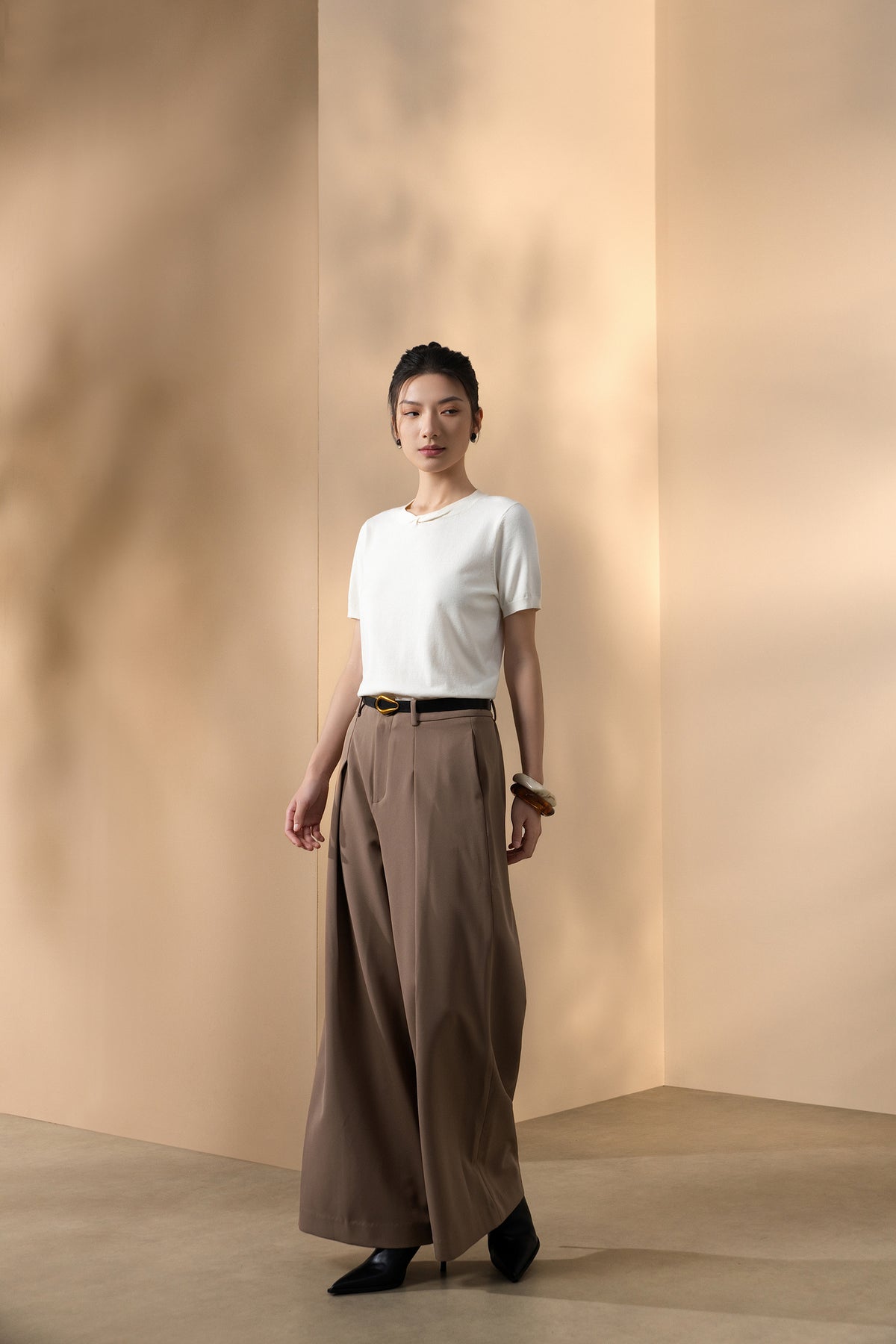 G2000 WOMAN-twill-machine-washable-casual-pants-(with-belt)-66261287-Brown