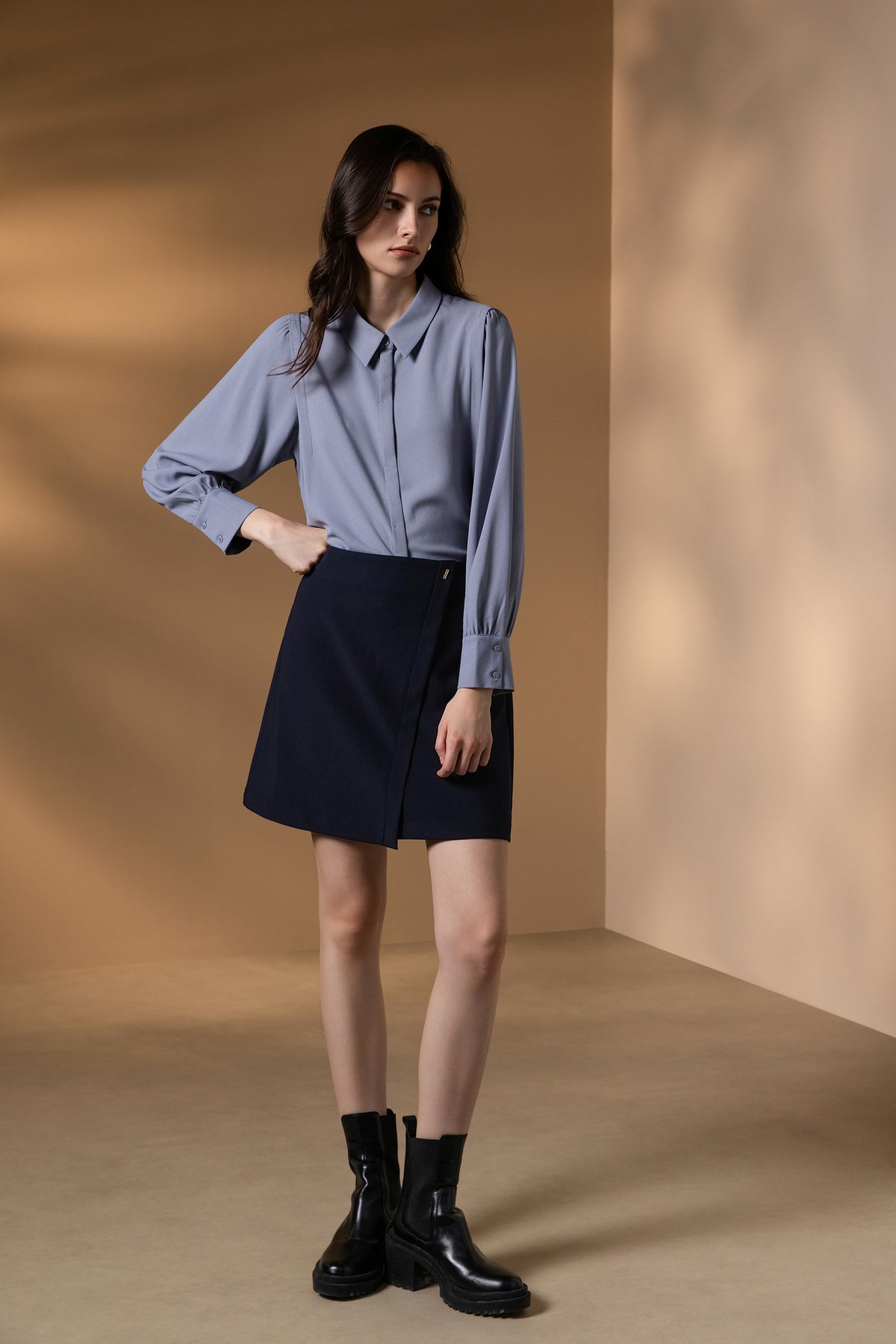 G2000 WOMAN-bonded-machine-washable-skirt-66261632-Blue