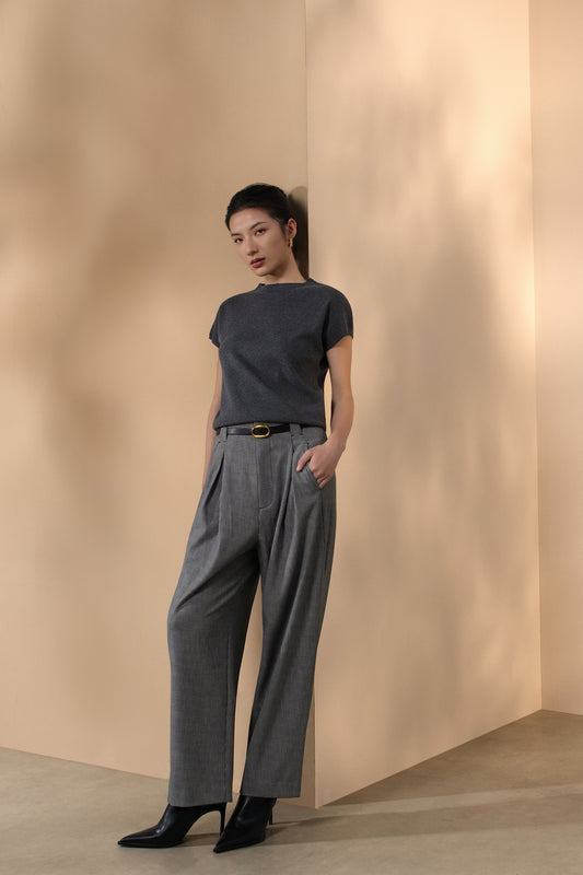 G2000 WOMAN-houndstooth-machine-washable-casual-pants-(with-belt)-66262060-Black