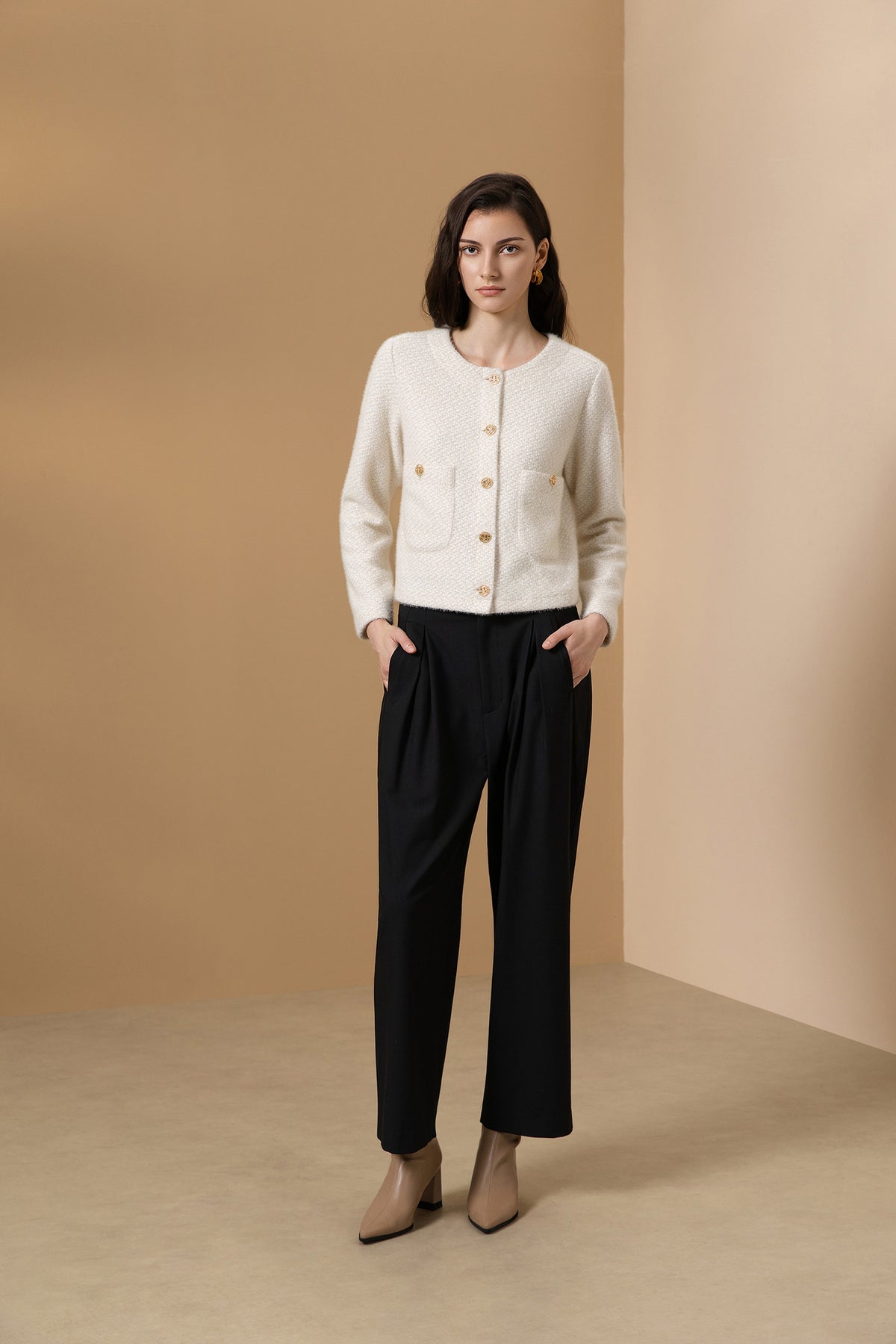 G2000 WOMAN-dobby-machine-washable-casual-pants-(with-belt)-66262290-Black