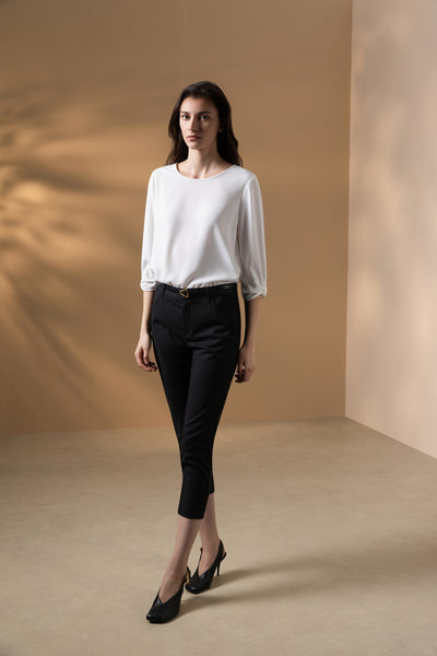 G2000 WOMAN-machine-washable-casual-pants-(with-belt)-66263008-Black