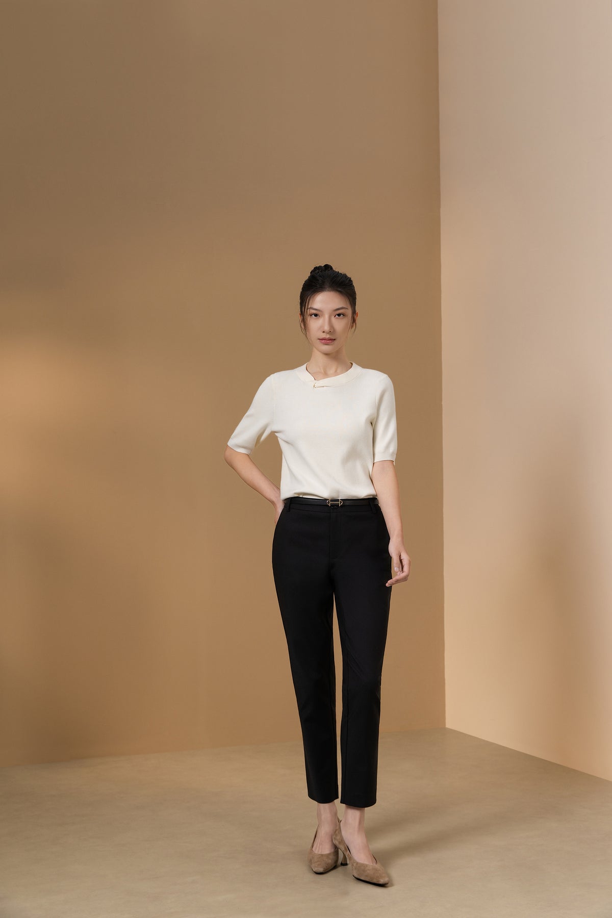 G2000 WOMAN-machine-washable-casual-pants-(with-belt)-66263020-Black