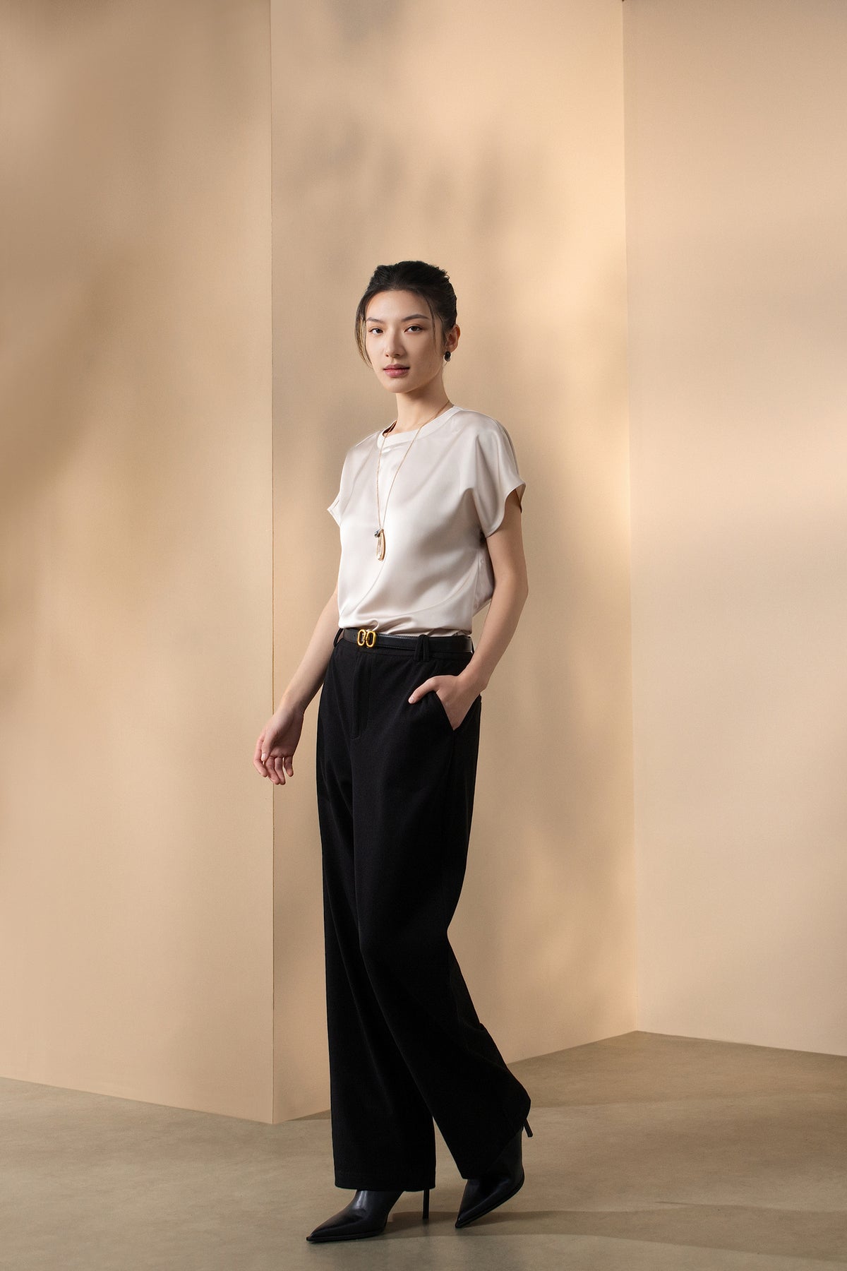 G2000 WOMAN-twill-machine-washable-casual-pants-(with-belt)-66263073-Black