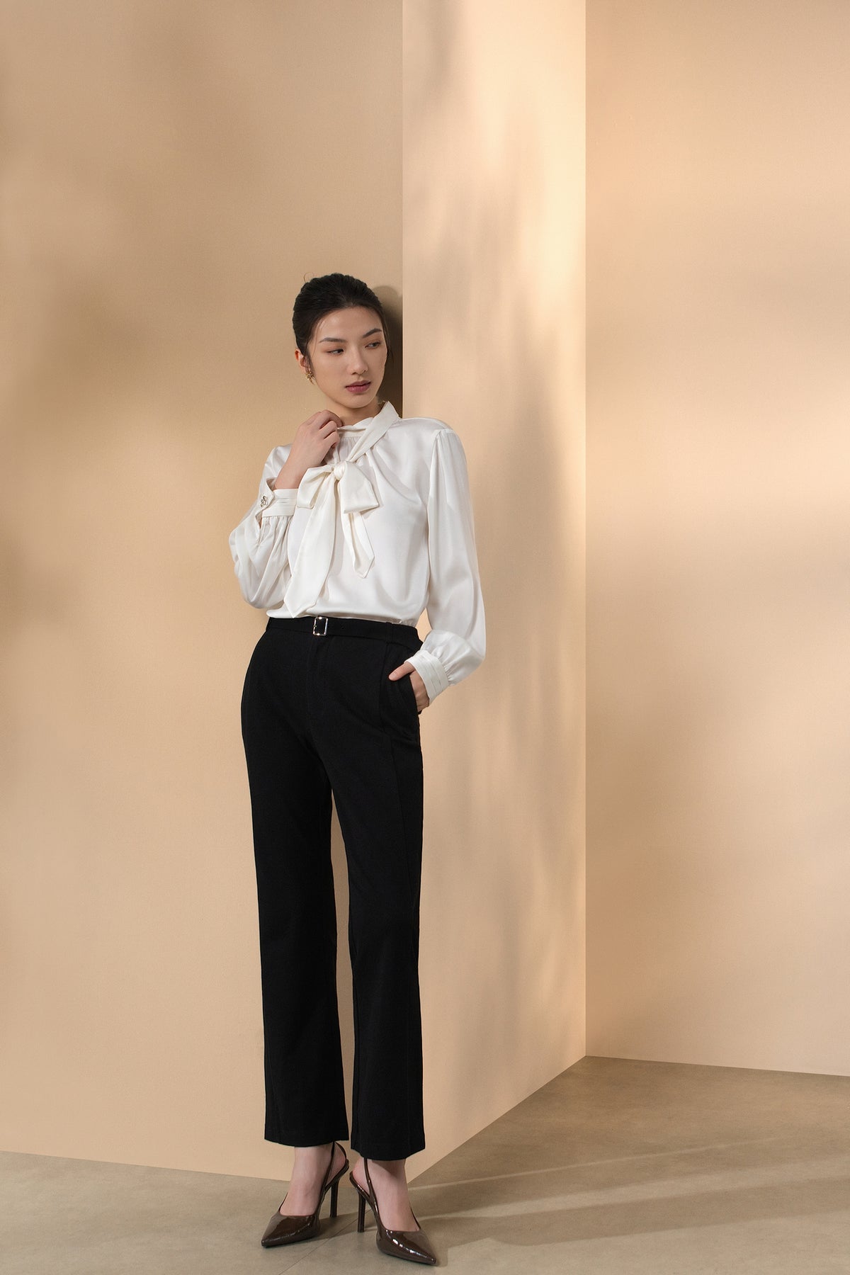 G2000 WOMAN-twill-machine-washable-casual-pants-(with-belt)-66263270-Black
