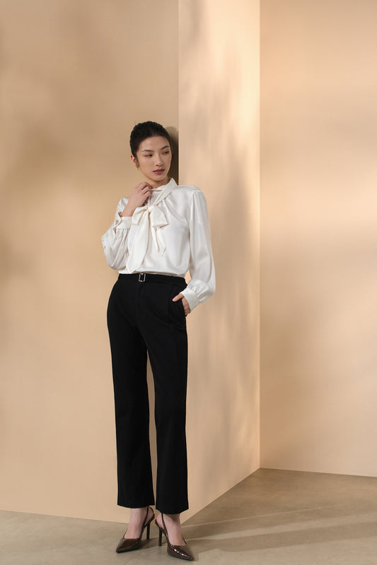 G2000 WOMAN-twill-machine-washable-casual-pants-(with-belt)-66263270-Black