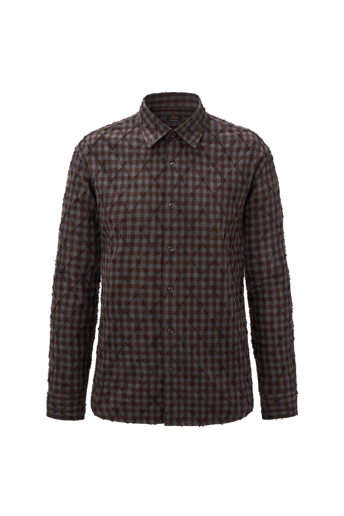 BLAACK MAN-blaack-checked-classic-collar-long-sleeve-casual-shirt-66421254-Brwon
