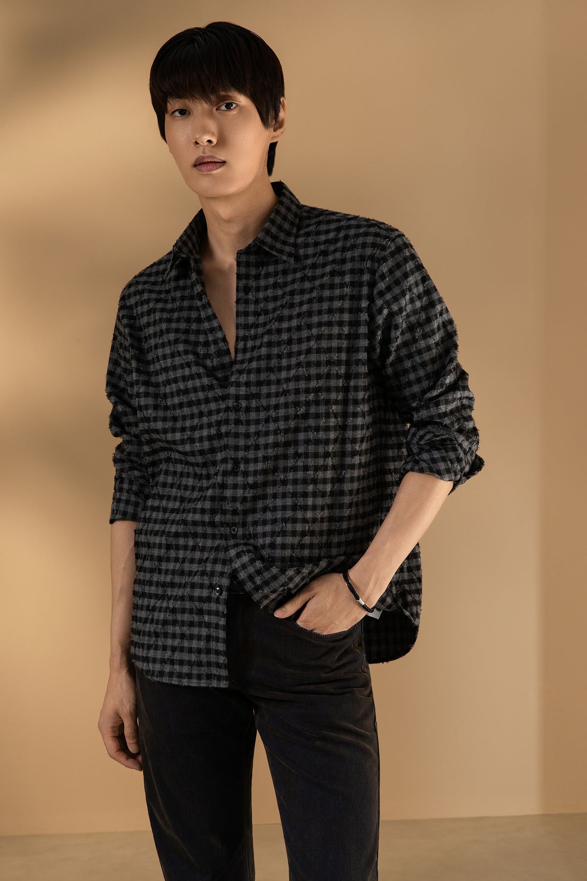 BLAACK MAN-blaack-checked-classic-collar-long-sleeve-casual-shirt-66421254-Grey