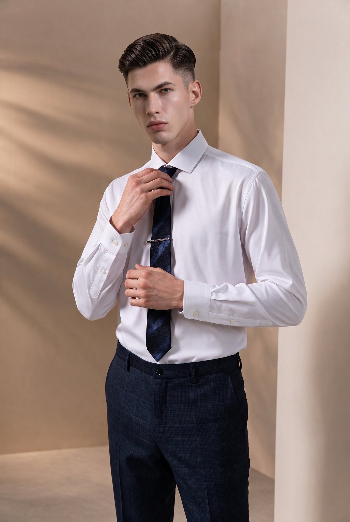 BLAACK MAN-blaack-non-iron-textured-stripe-long-sleeve-dress-shirt-66421522-White