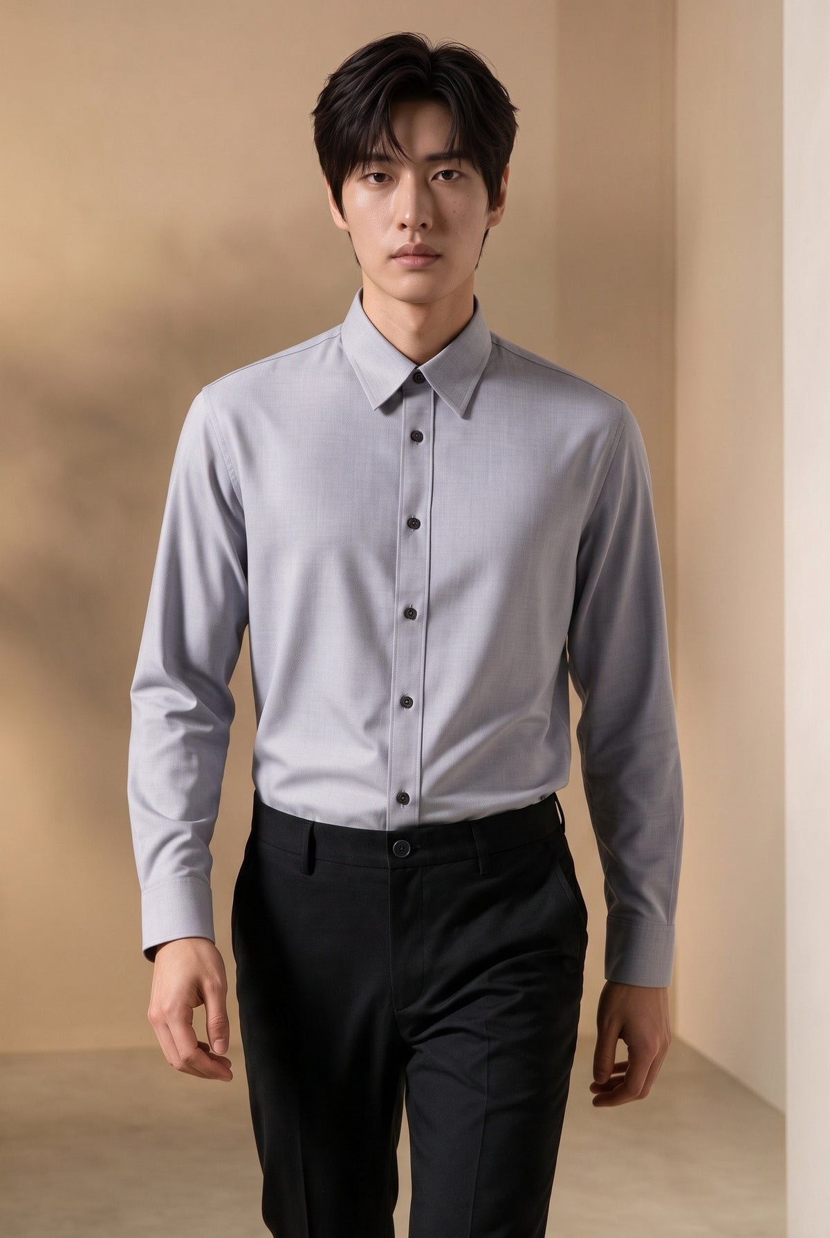 BLAACK MAN-blaack-easy-ironing-classic-collar-long-sleeve-casual-shirt-66423124-Grey