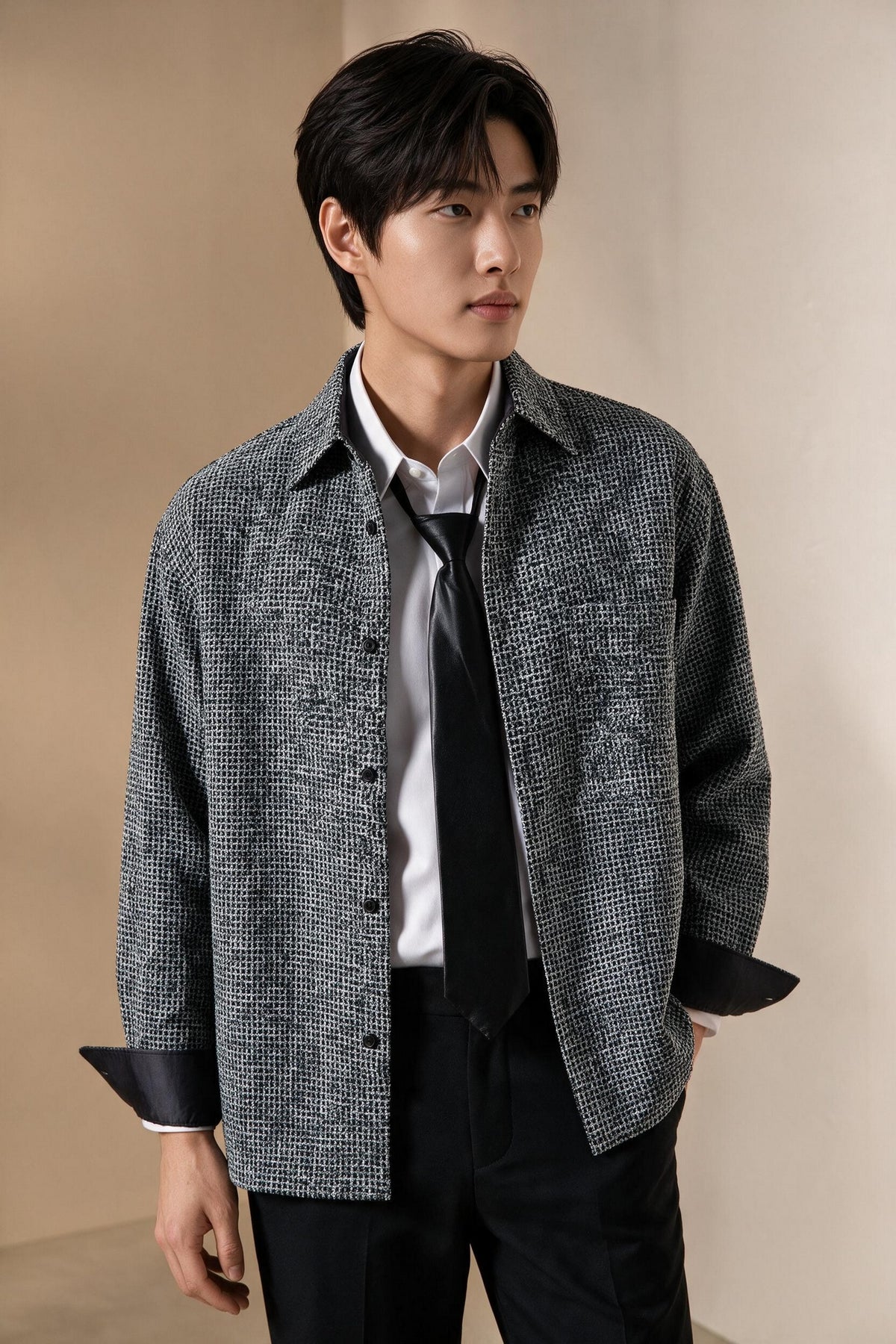 BLAACK MAN-blaack-twill-classic-collar-long-sleeve-casual-shirt-66423145-Grey
